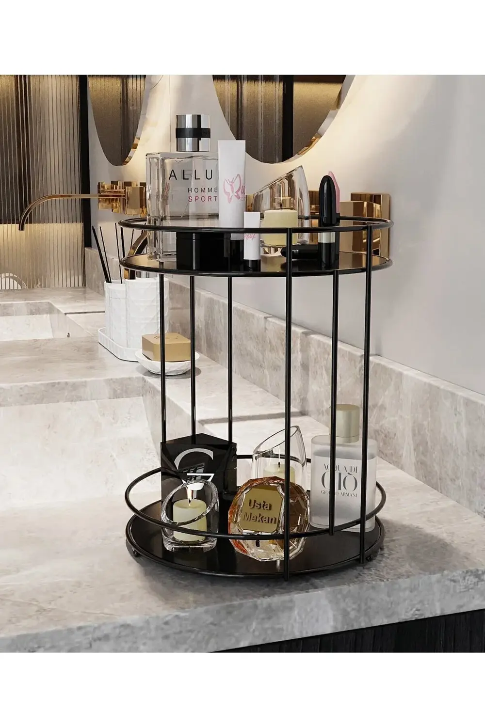 Banyo Kozmetik Takı Makyaj Düzenleyici Çok Amaçlı Organizer 2 Kat