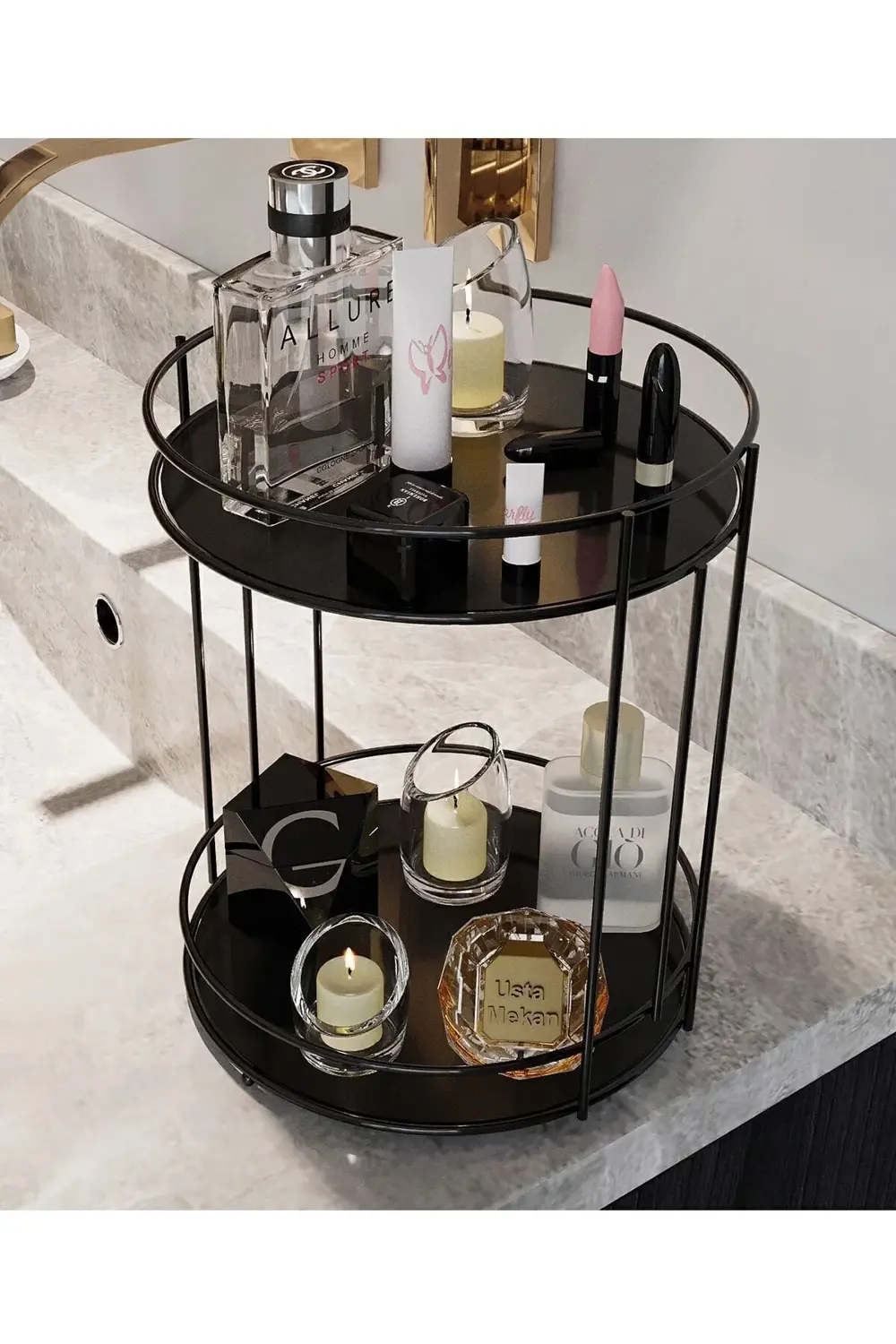 Banyo Kozmetik Takı Makyaj Düzenleyici Çok Amaçlı Organizer 2 Kat