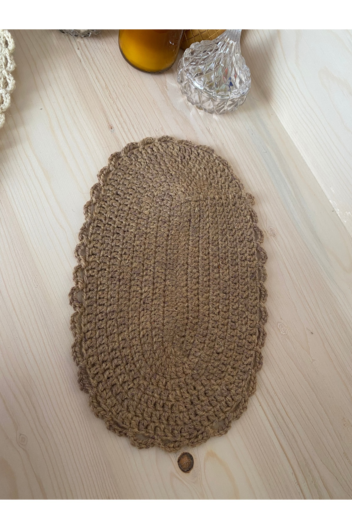 Banyo Lifi - El Örgüsü - %100 Koyun Yünü - Tek Kat - Desenli – Sü
