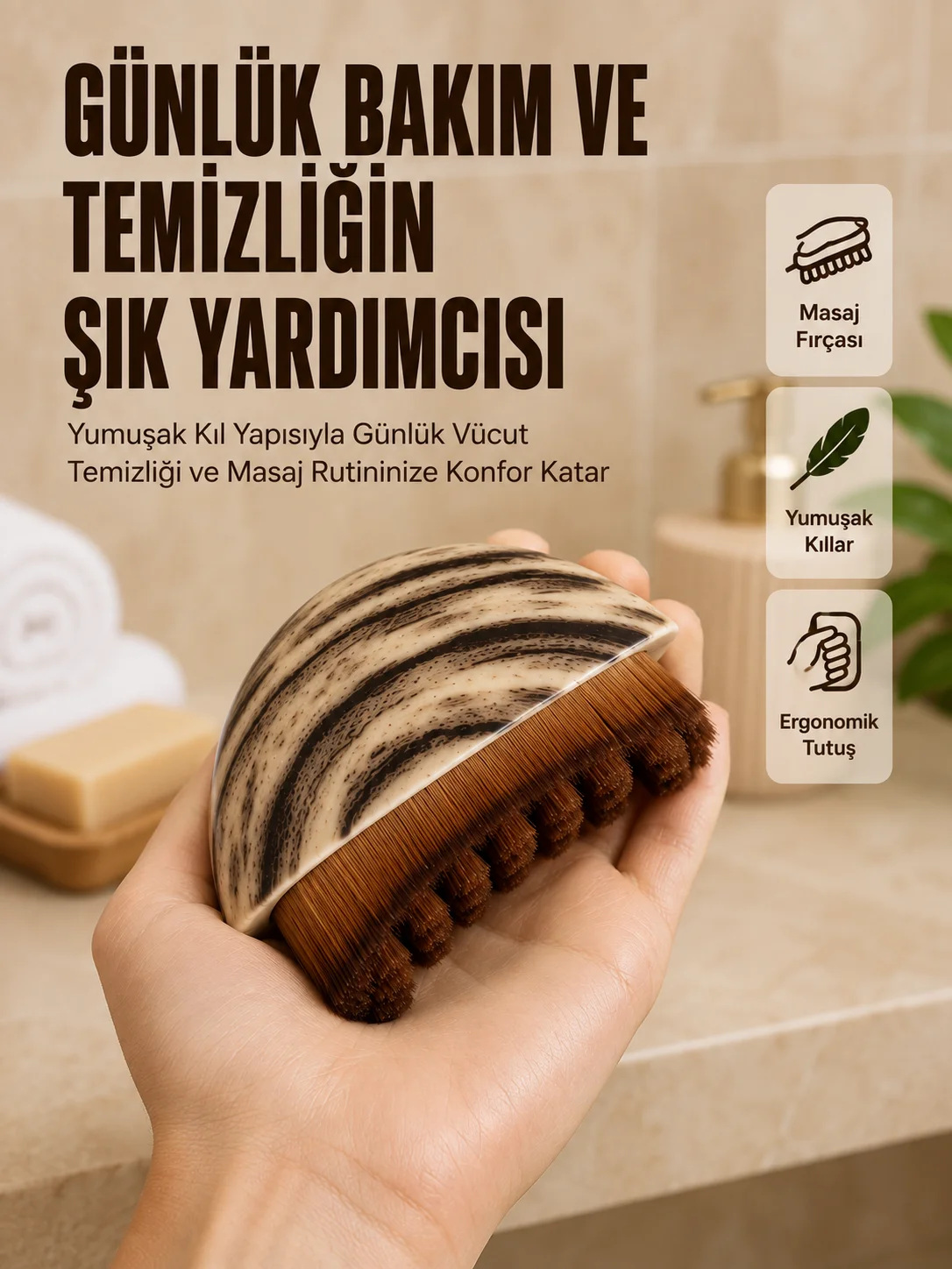 Banyo Masaj Fırçası Yumuşak Kıllı Ergonomik Vücut Temizleme Fırçası Banyo Masaj Fırçası Yumuşak Kıllı Ergonomik Vücut Temizleme Fırçası