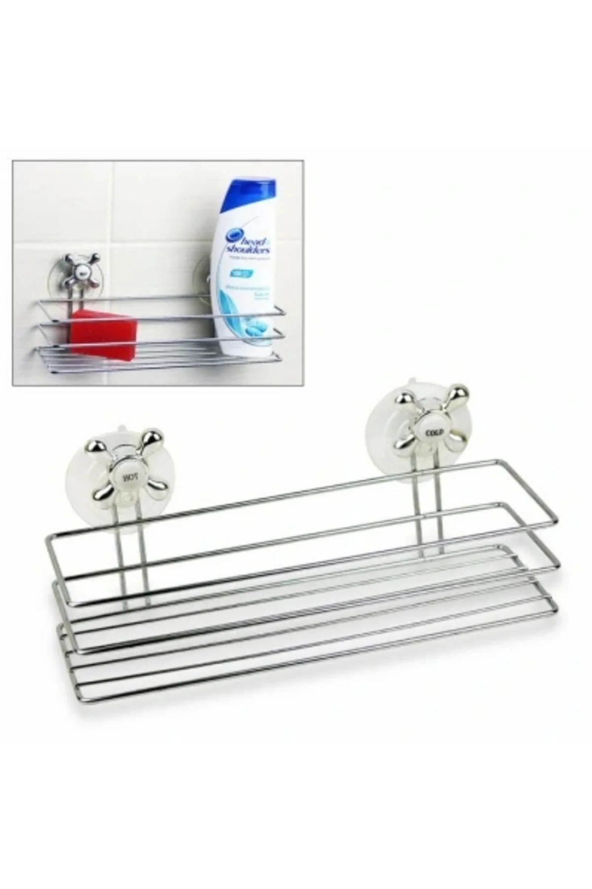 Banyo Organizeri - Çok Amaçlı Dörtgen Vantuzlu Banyo Organizeri - Çok Amaçlı Dörtgen Vantuzlu