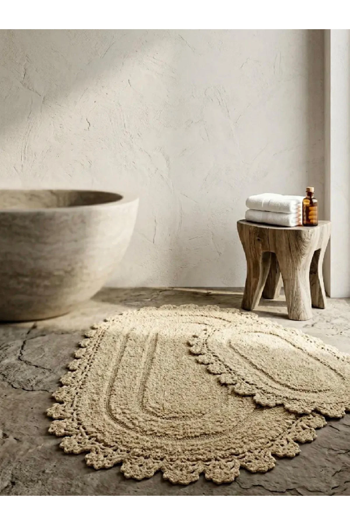 BANYO PASPASI -2'Lİ SET-(ÖLÇÜ:60X120+50X80) %100 PAMUK-KENARLARI 