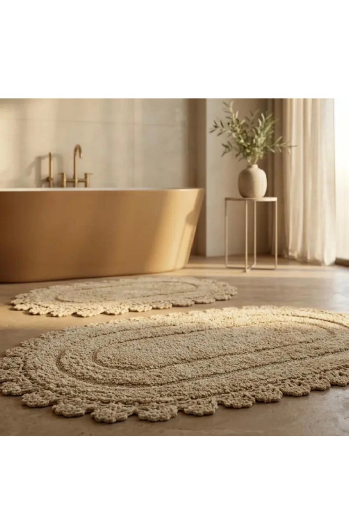 BANYO PASPASI -2'Lİ SET-(ÖLÇÜ:60X120+50X80) %100 PAMUK-KENARLARI 