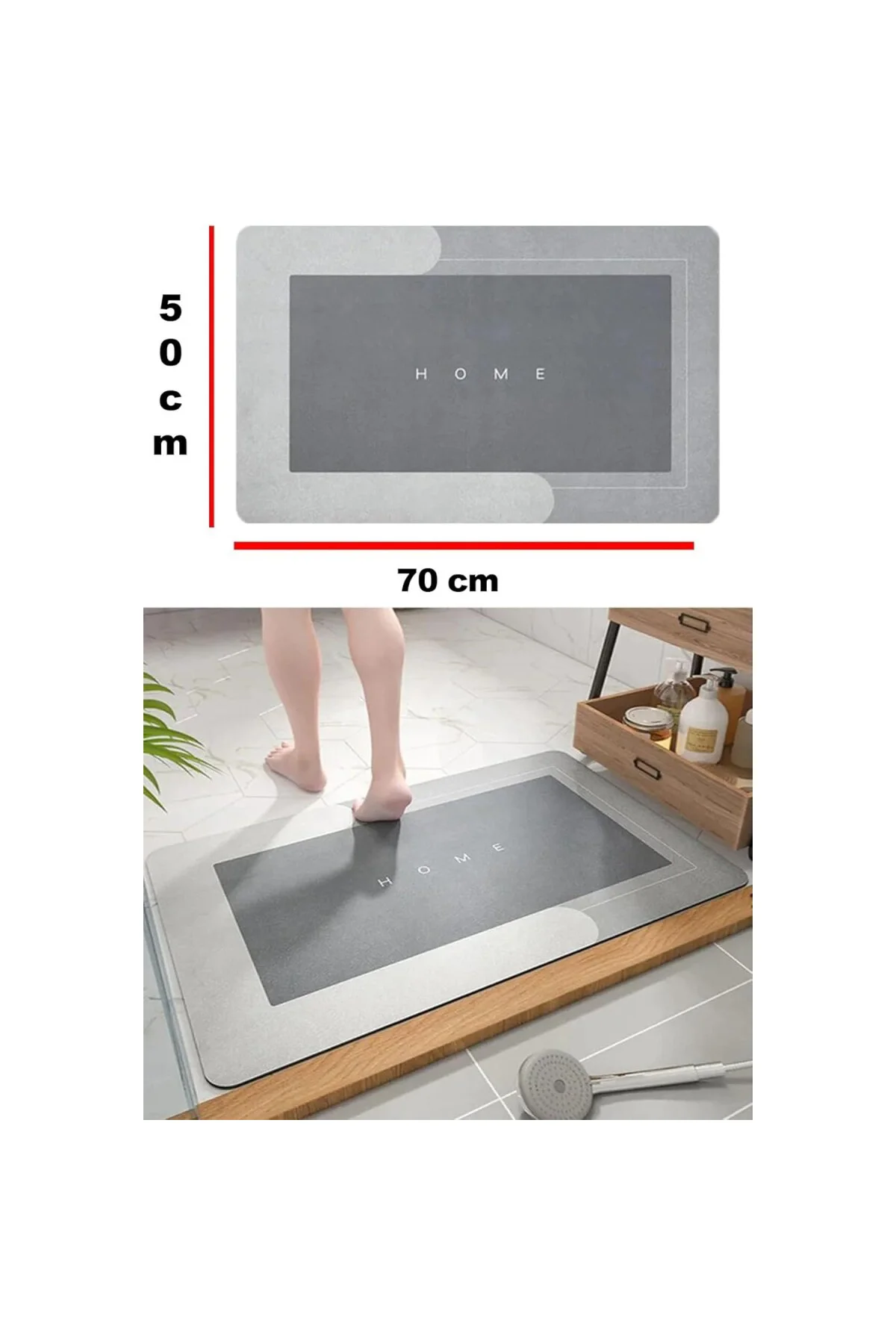 Banyo Paspası-Süper Emici-Kaymaz Tabanlı Banyo Ve Abdest Paspası-