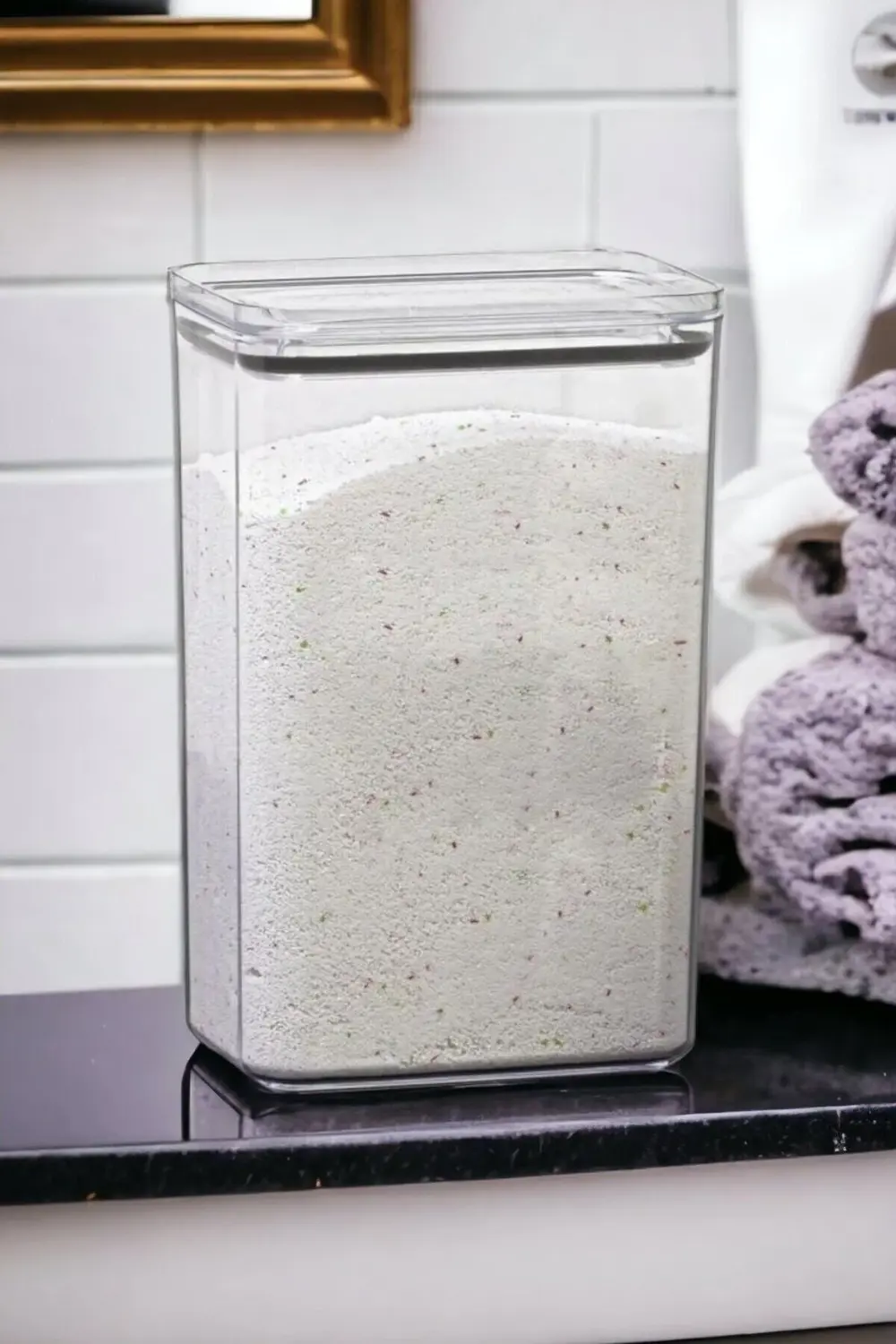 Banyo Saklama Kabı Vakum Kapaklı Sert Mika Detergent