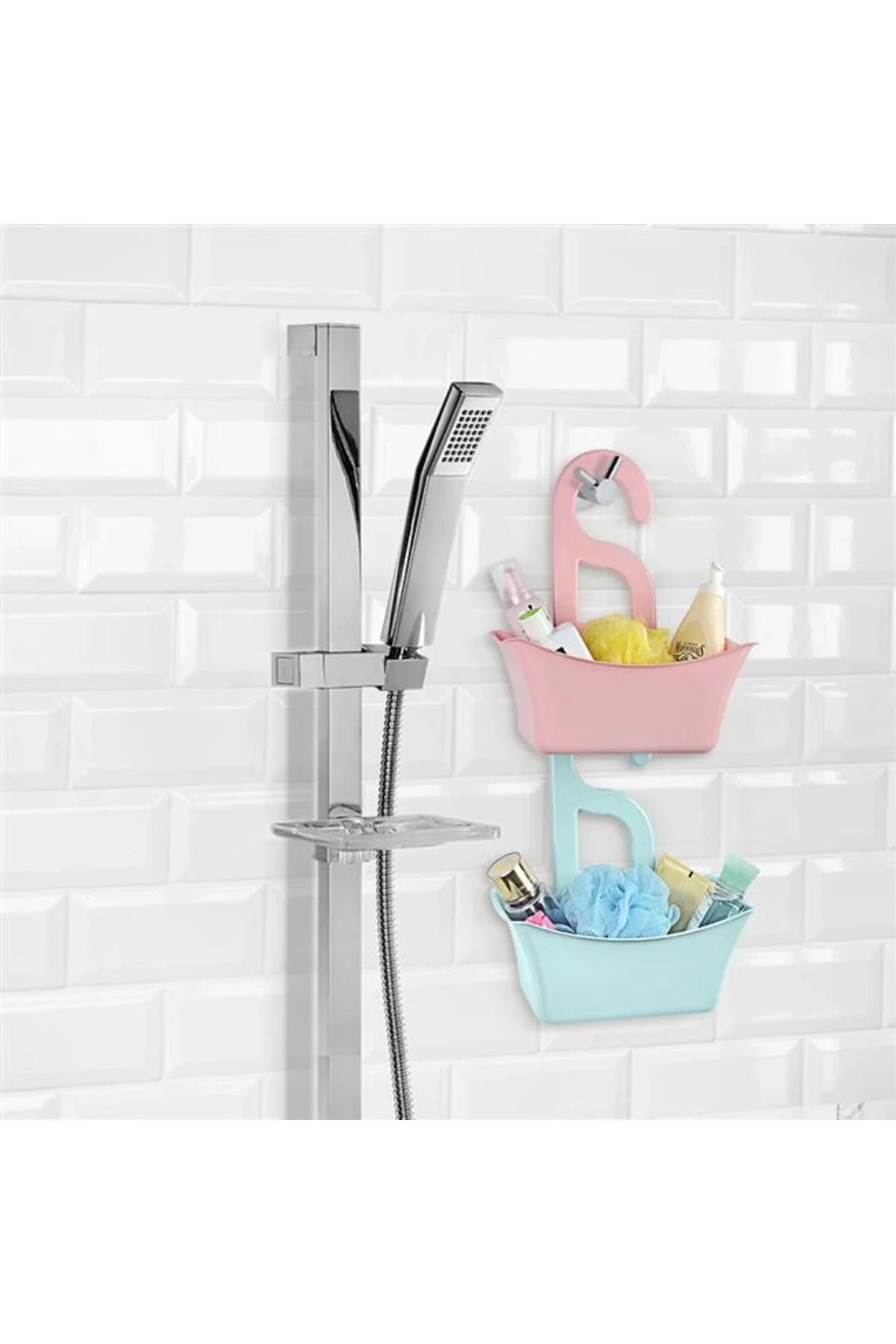 Banyo Sepeti Delikli Sepet Çok Amaçlı Sabun Şampuan Tutucu Raf - Görsel 2