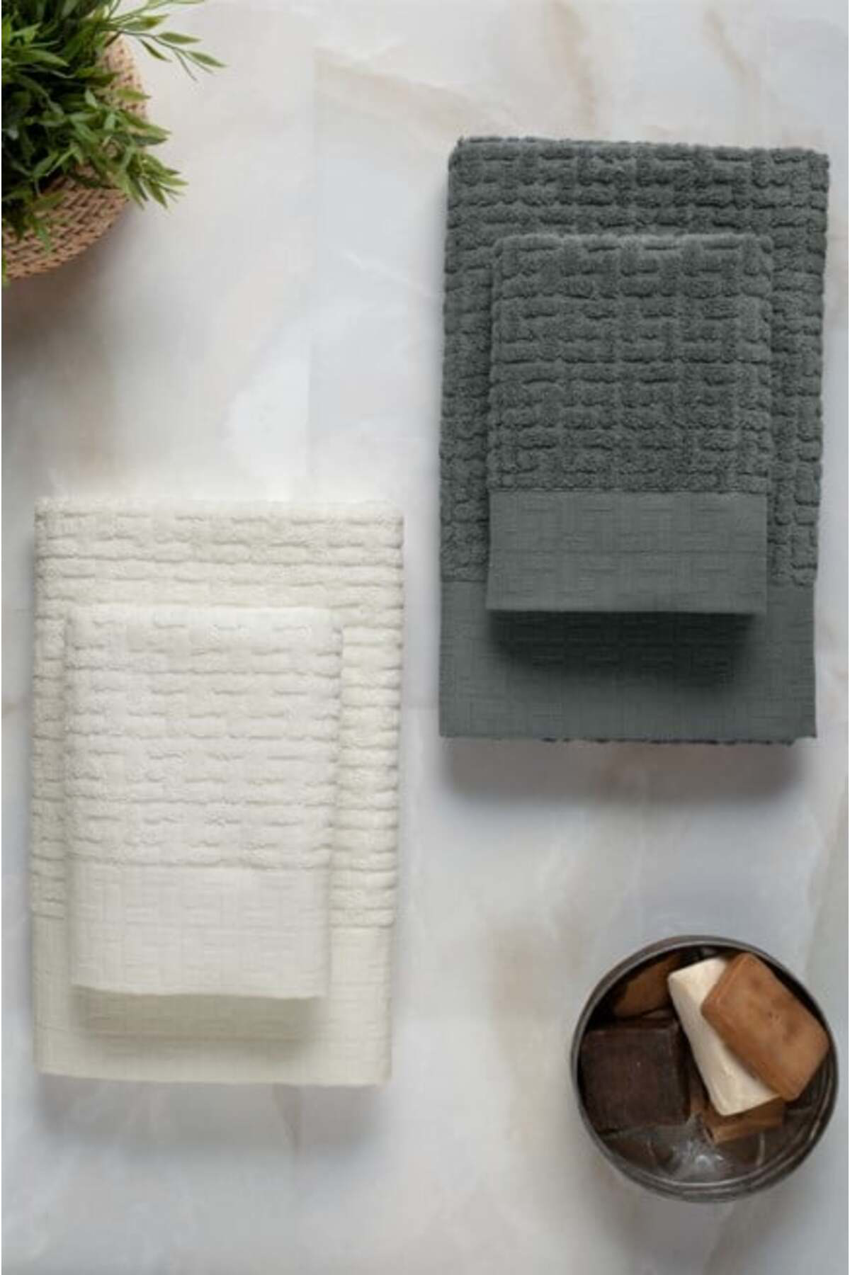 Altınbaşak Banyo Seti Antrasit Krem