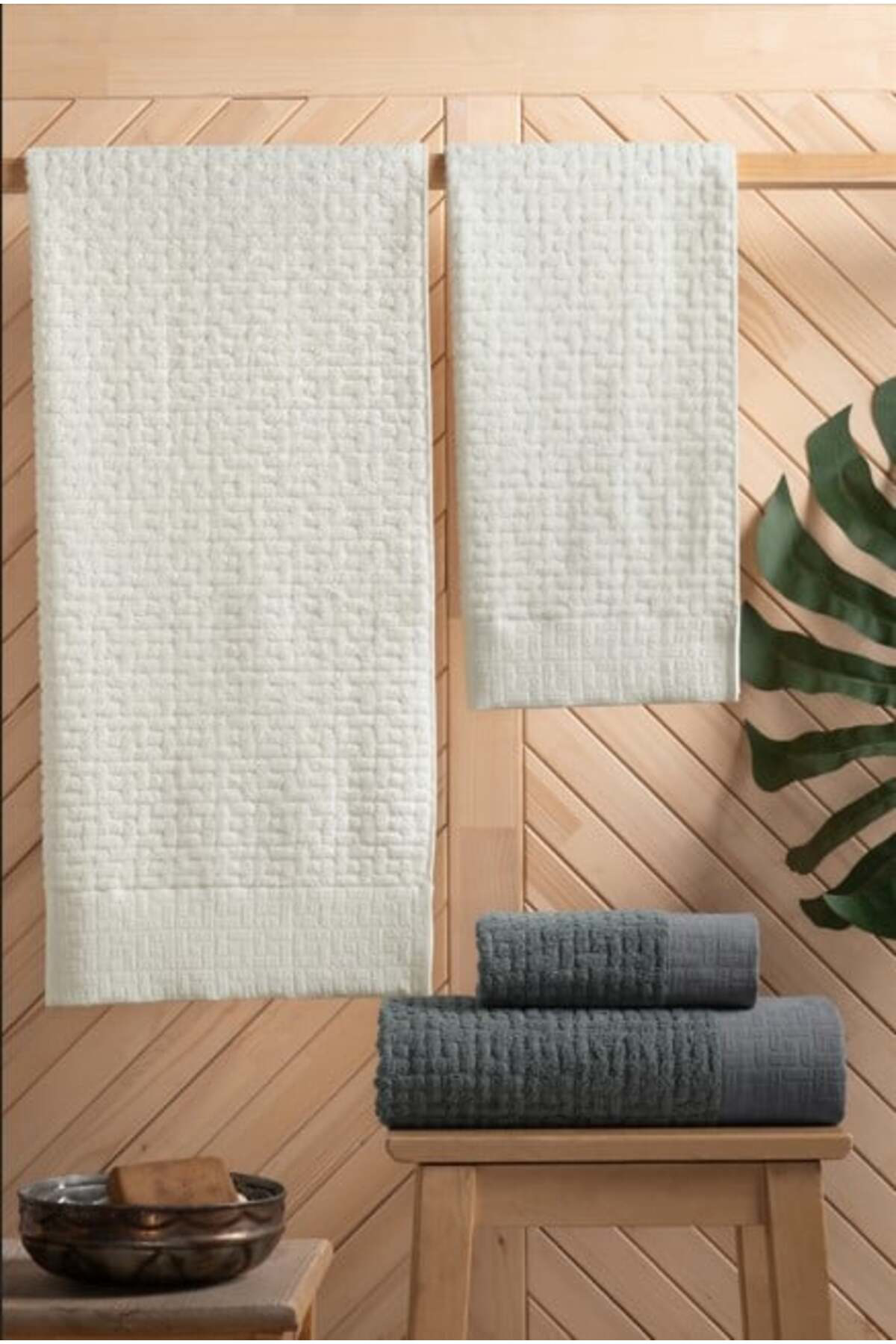 Altınbaşak Banyo Seti Antrasit Krem