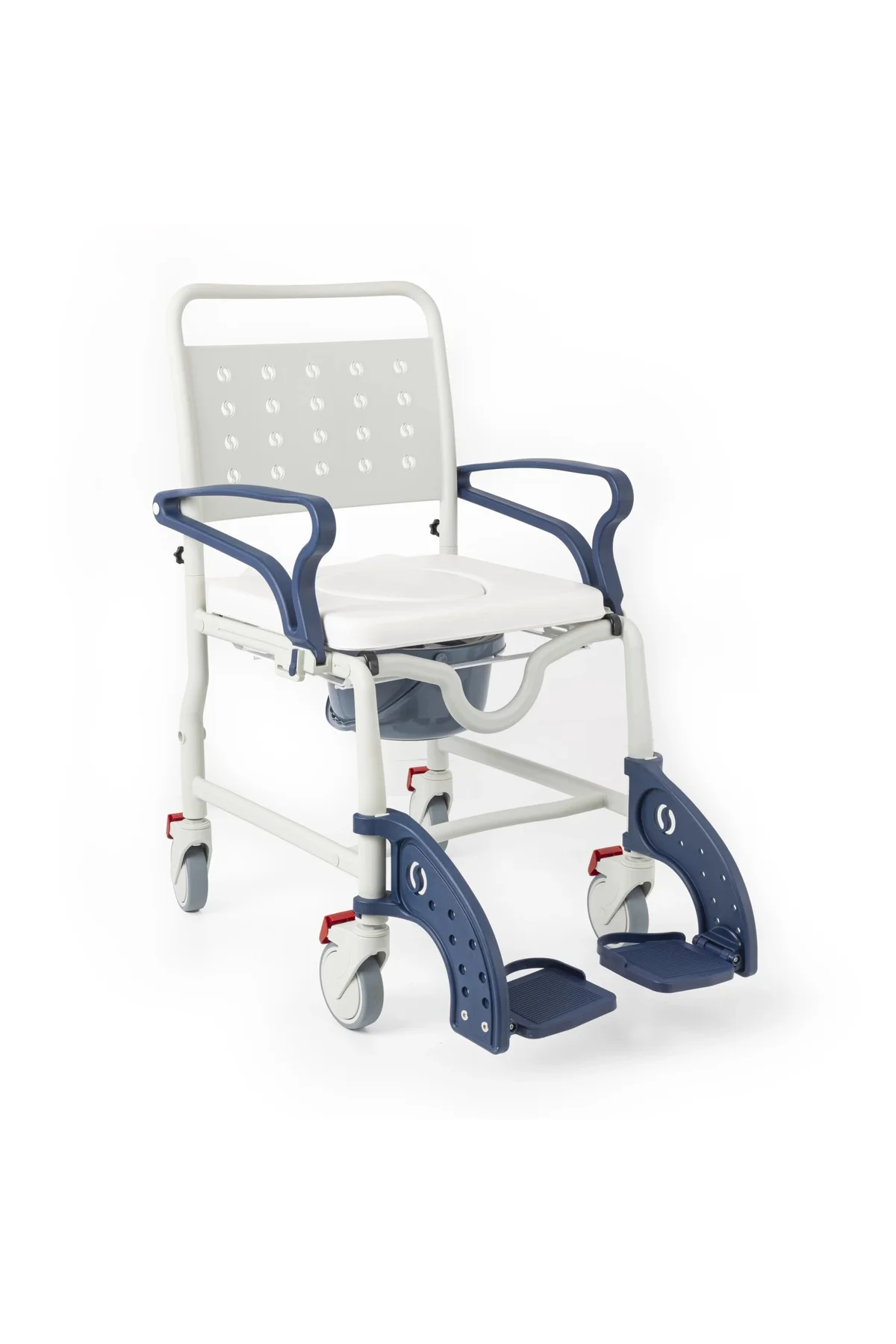 Banyo Tuvalet Sandalyesi Lacivert|Soft Minderli,4 Frenli Teker,Paslanmaz Gövde DM-8088C