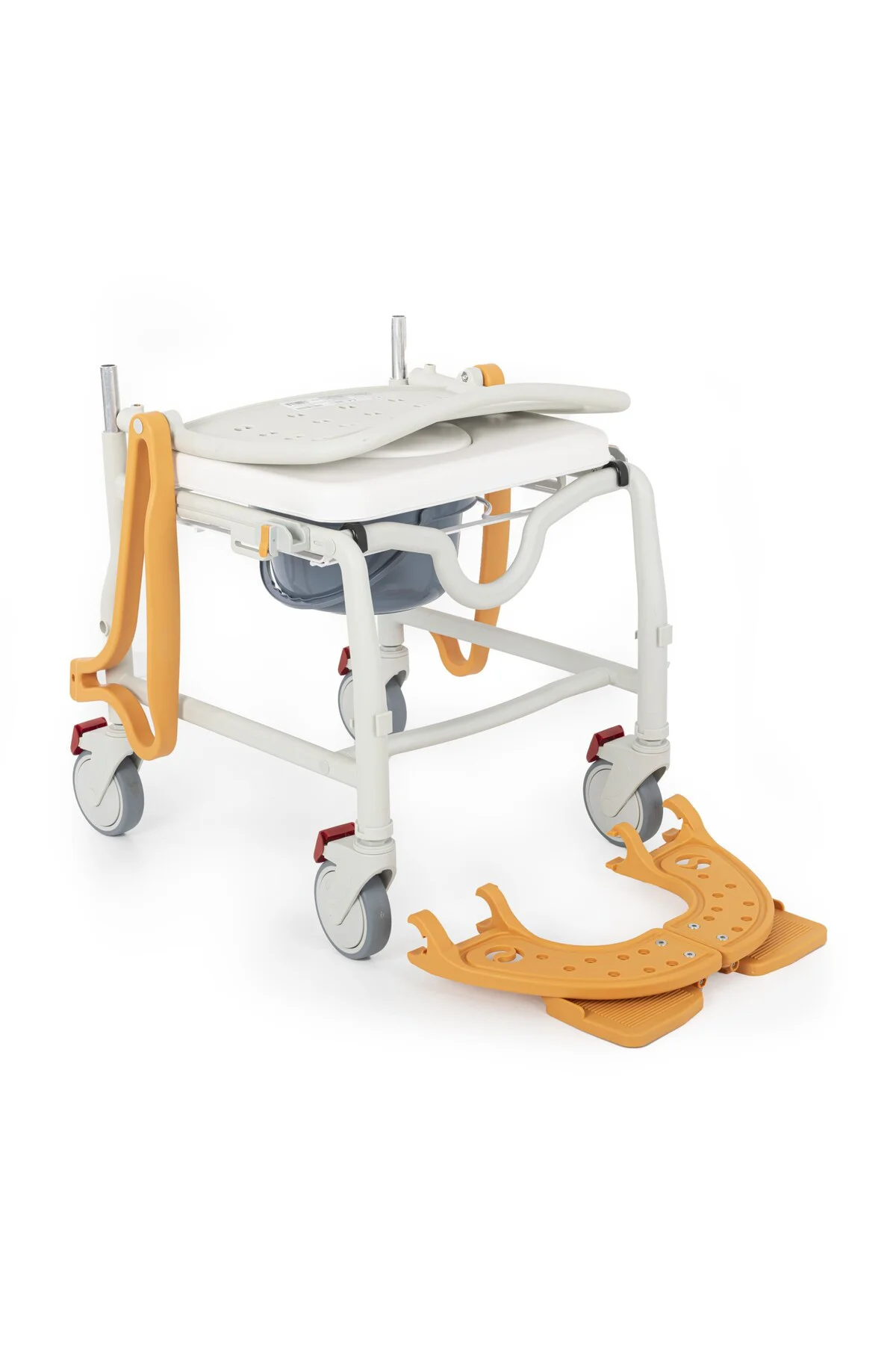 Banyo Tuvalet Sandalyesi Turuncu |Soft Minderli,4 Frenli Teker,Paslanmaz Gövde DM-8088C