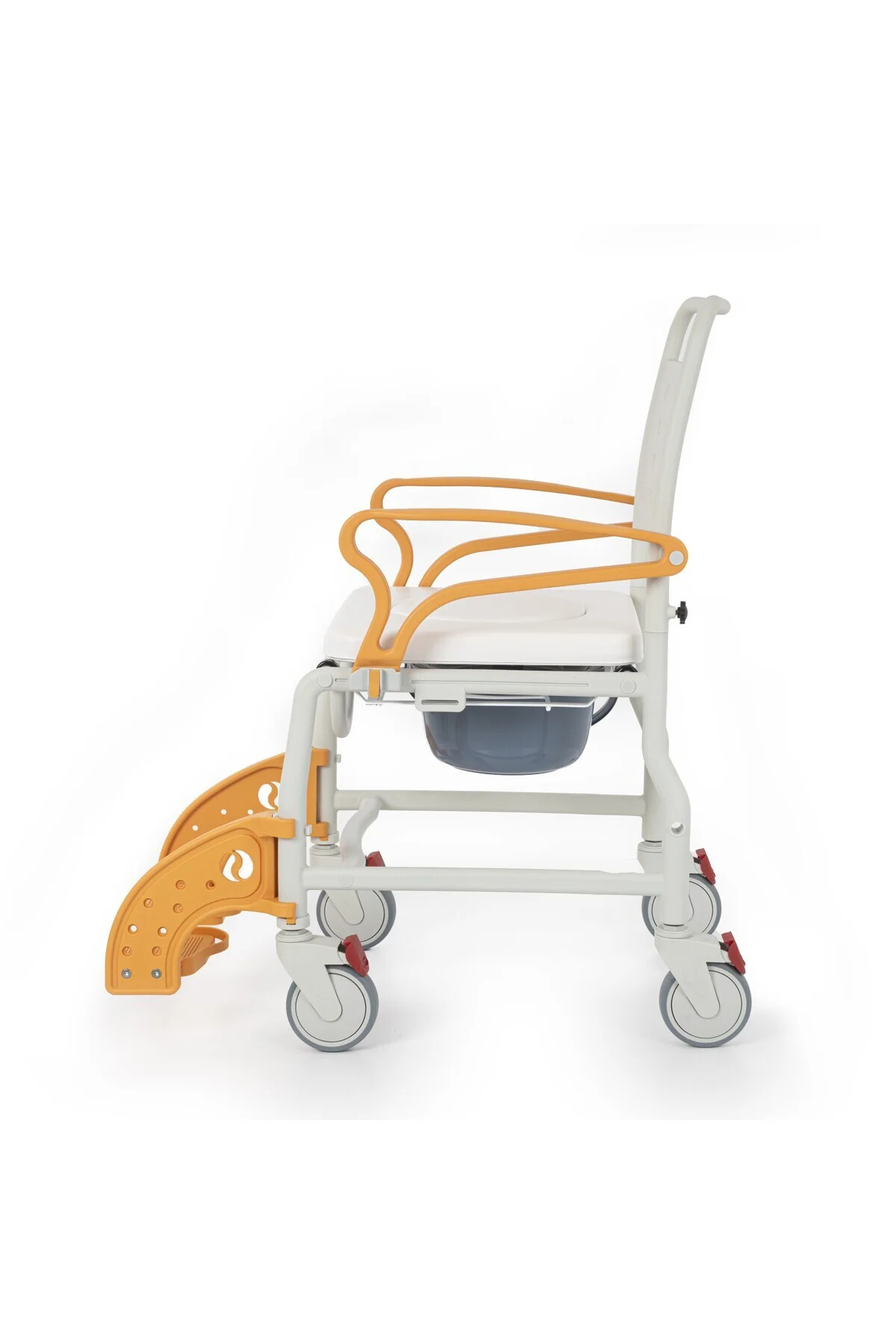 Banyo Tuvalet Sandalyesi Turuncu |Soft Minderli,4 Frenli Teker,Paslanmaz Gövde DM-8088C