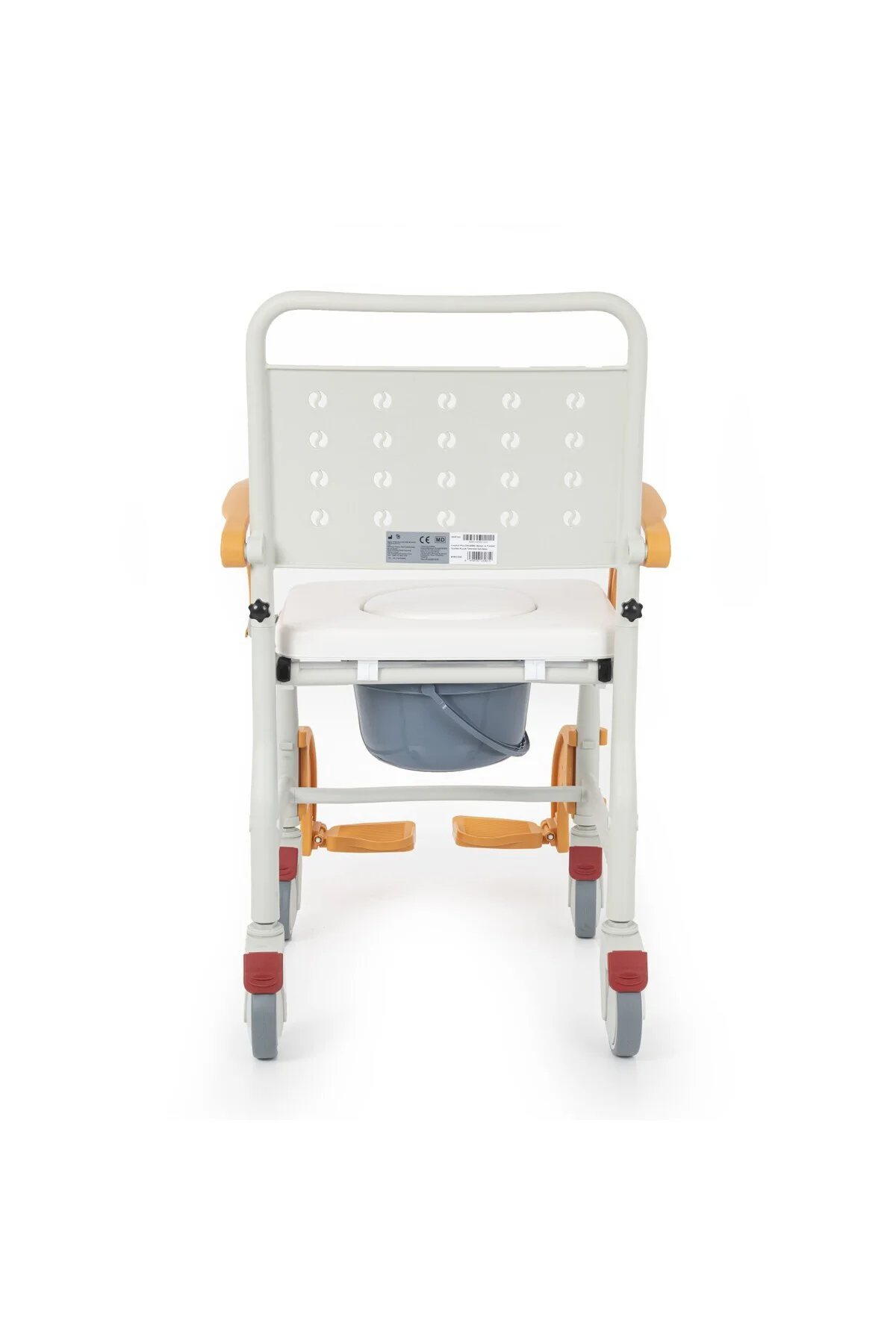 Banyo Tuvalet Sandalyesi Turuncu |Soft Minderli,4 Frenli Teker,Paslanmaz Gövde DM-8088C