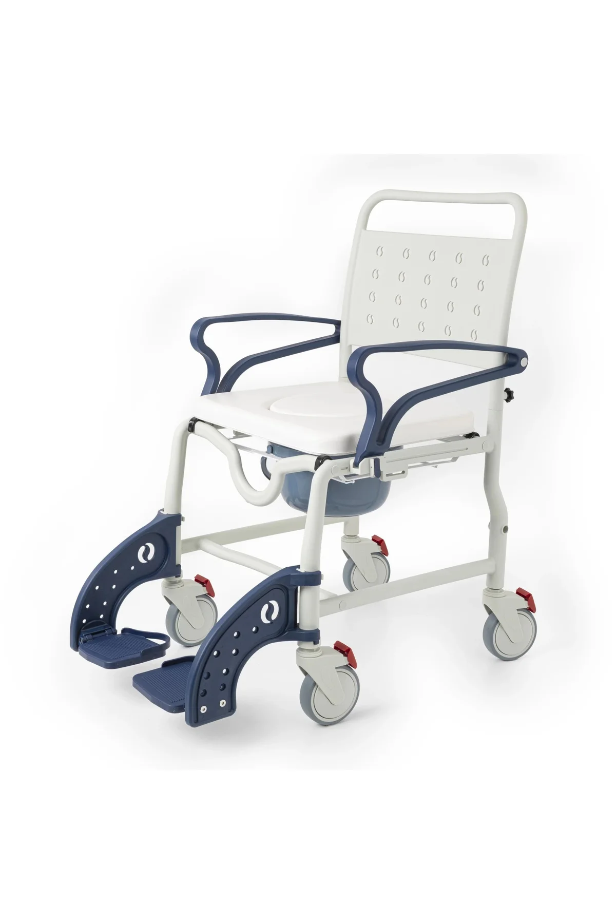 Banyo Tuvalet Sandalyesi Lacivert|Soft Minderli,4 Frenli Teker,Paslanmaz Gövde DM-8088C
