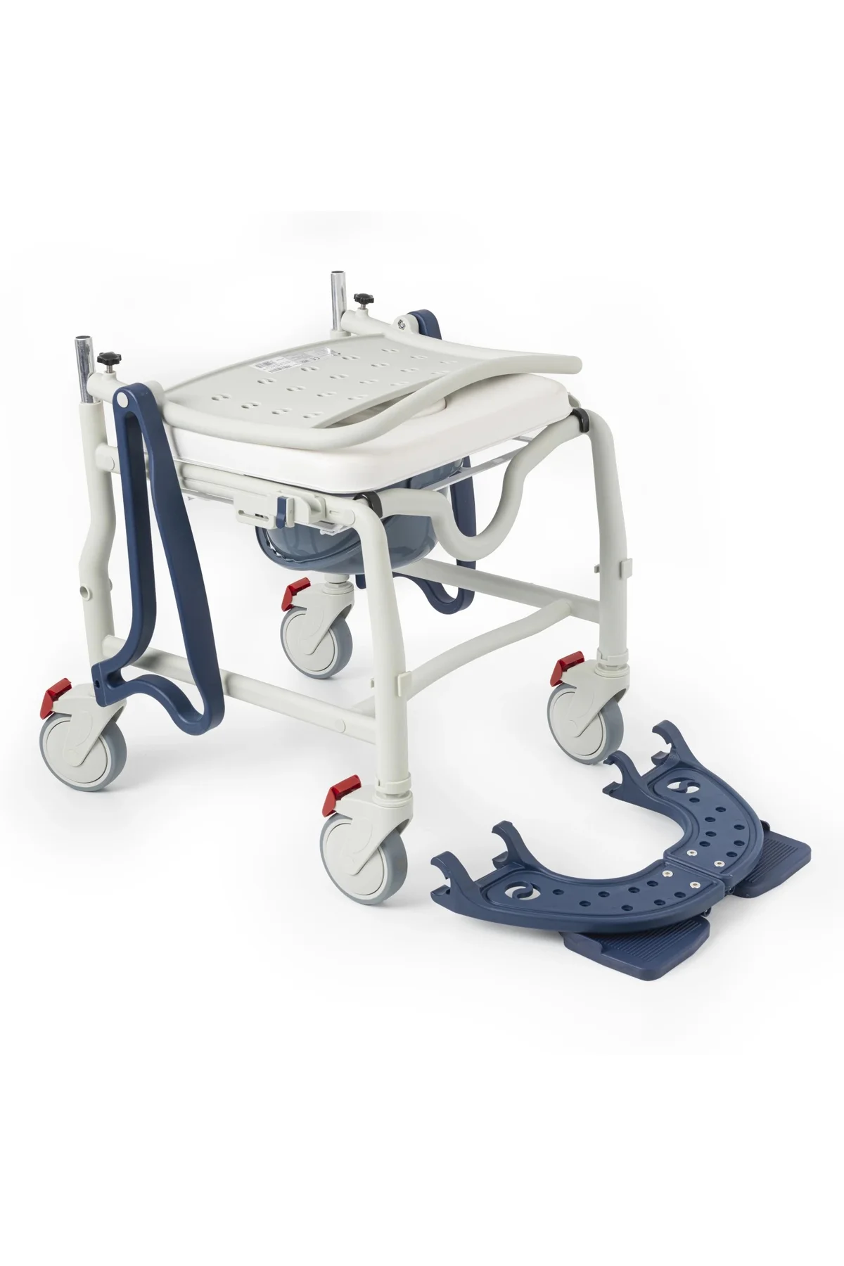 Banyo Tuvalet Sandalyesi Lacivert|Soft Minderli,4 Frenli Teker,Paslanmaz Gövde DM-8088C