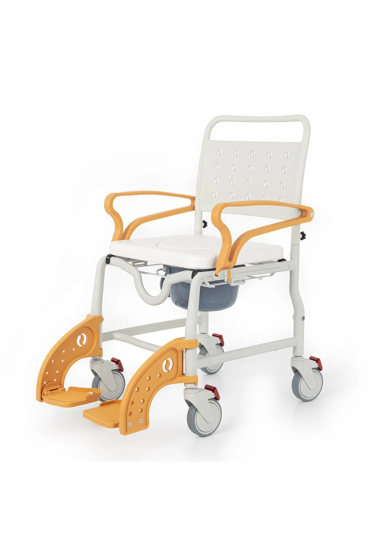 Banyo Tuvalet Sandalyesi Turuncu |Soft Minderli,4 Frenli Teker,Paslanmaz Gövde DM-8088C