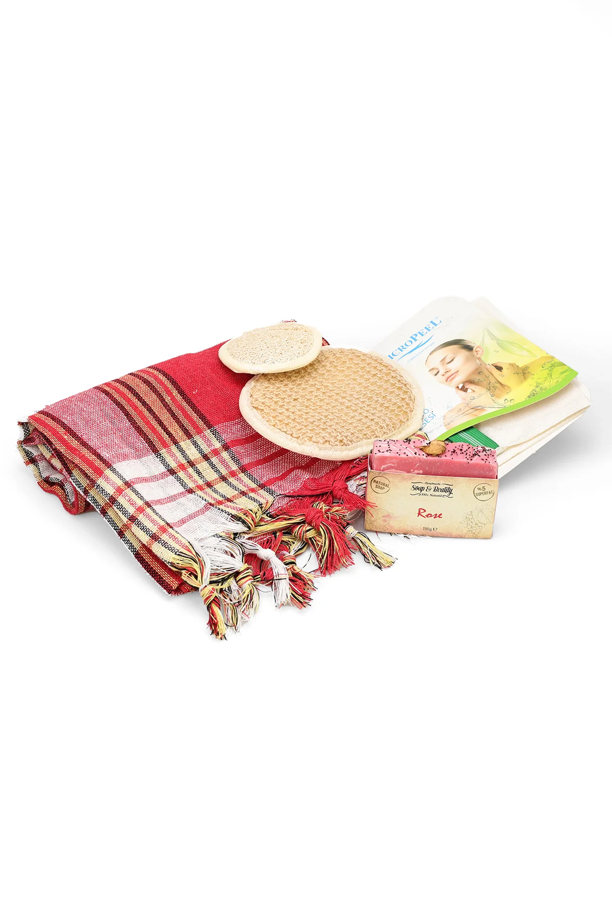 Banyo ve Hamam Seti , Peştemal , Doğal Sabun , Kese ve Lif içerik