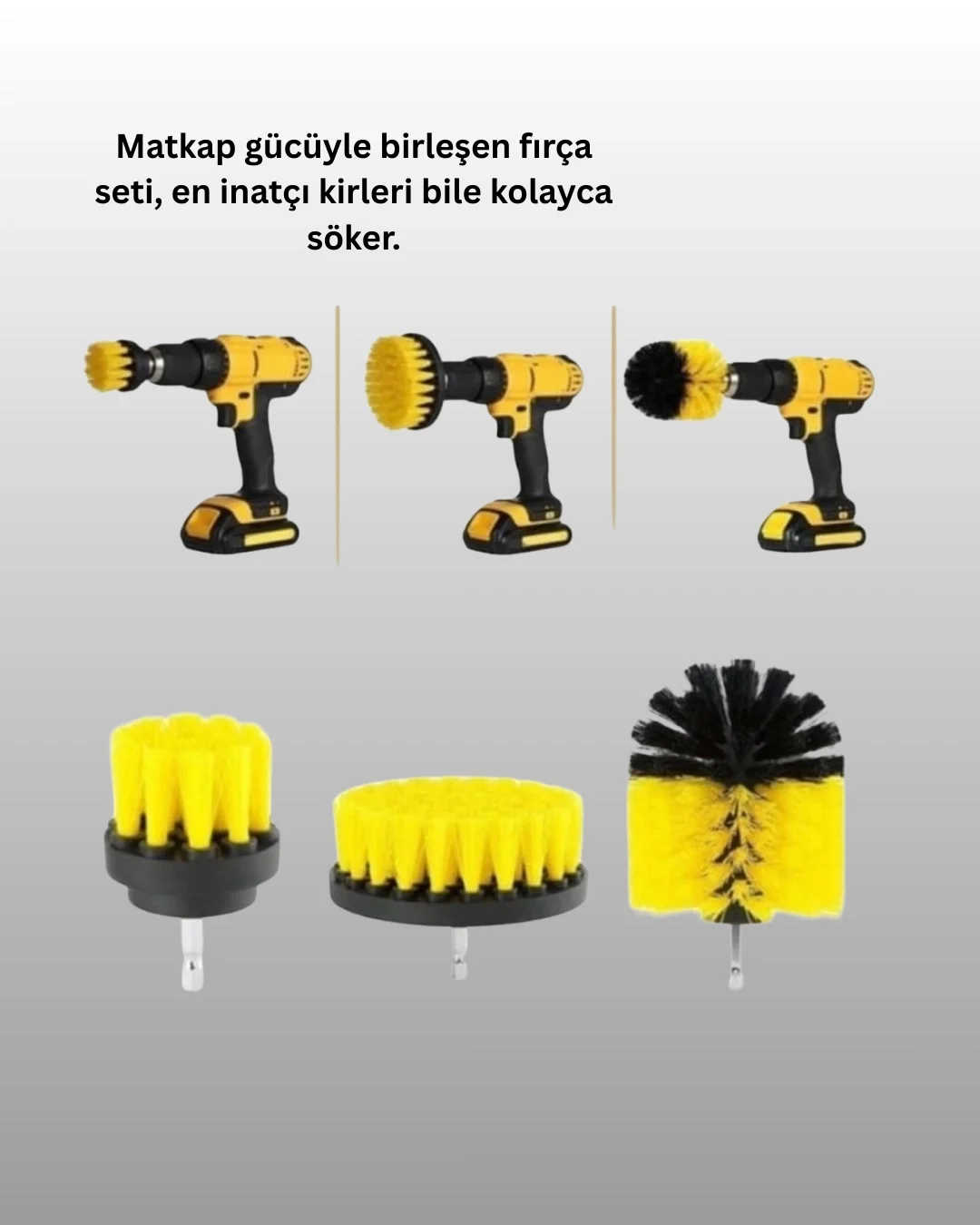 Banyo ve Mutfak İçin Matkap Ucu Temizlik Fırçası 3’lü Set