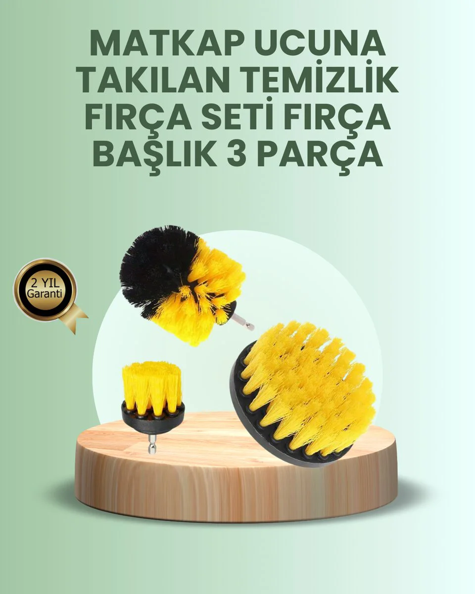 Banyo ve Mutfak İçin Matkap Ucu Temizlik Fırçası 3’lü Set - Derin Temizlik ve Çiziksiz Sonuç