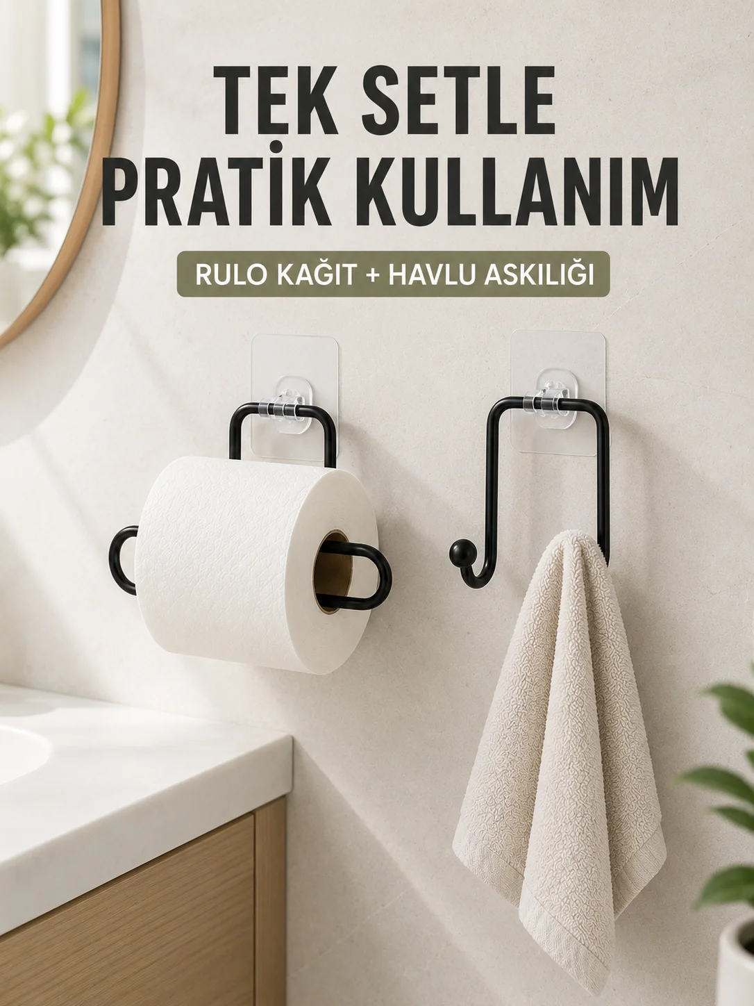 Banyo ve Mutfak İçin Yapışkanlı Havlu Askılığı ve Rulo Kağıt Tutucu Set Fiyatı, Yorumları ve Özellikleri