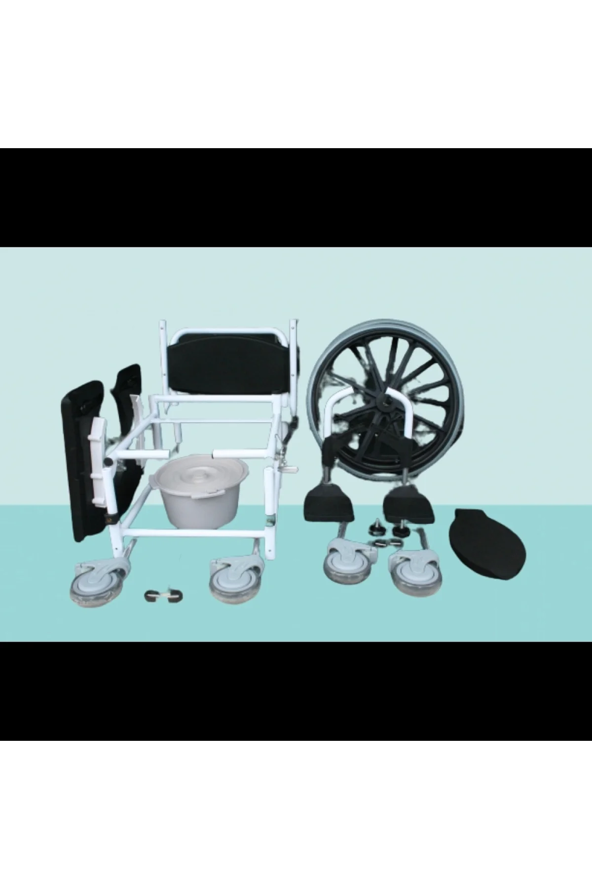 Banyo ve Tuvalet Sandalyesi | Alüminyum Gövde, Bas-Çıkart Tekerlekli, Hareketli Kolçaklı P617 Banyo ve Tuvalet Sandalyesi | Alüminyum Gövde, Bas-Çıkart Tekerlekli, Hareketli Kolçaklı P617 - Görsel 4
