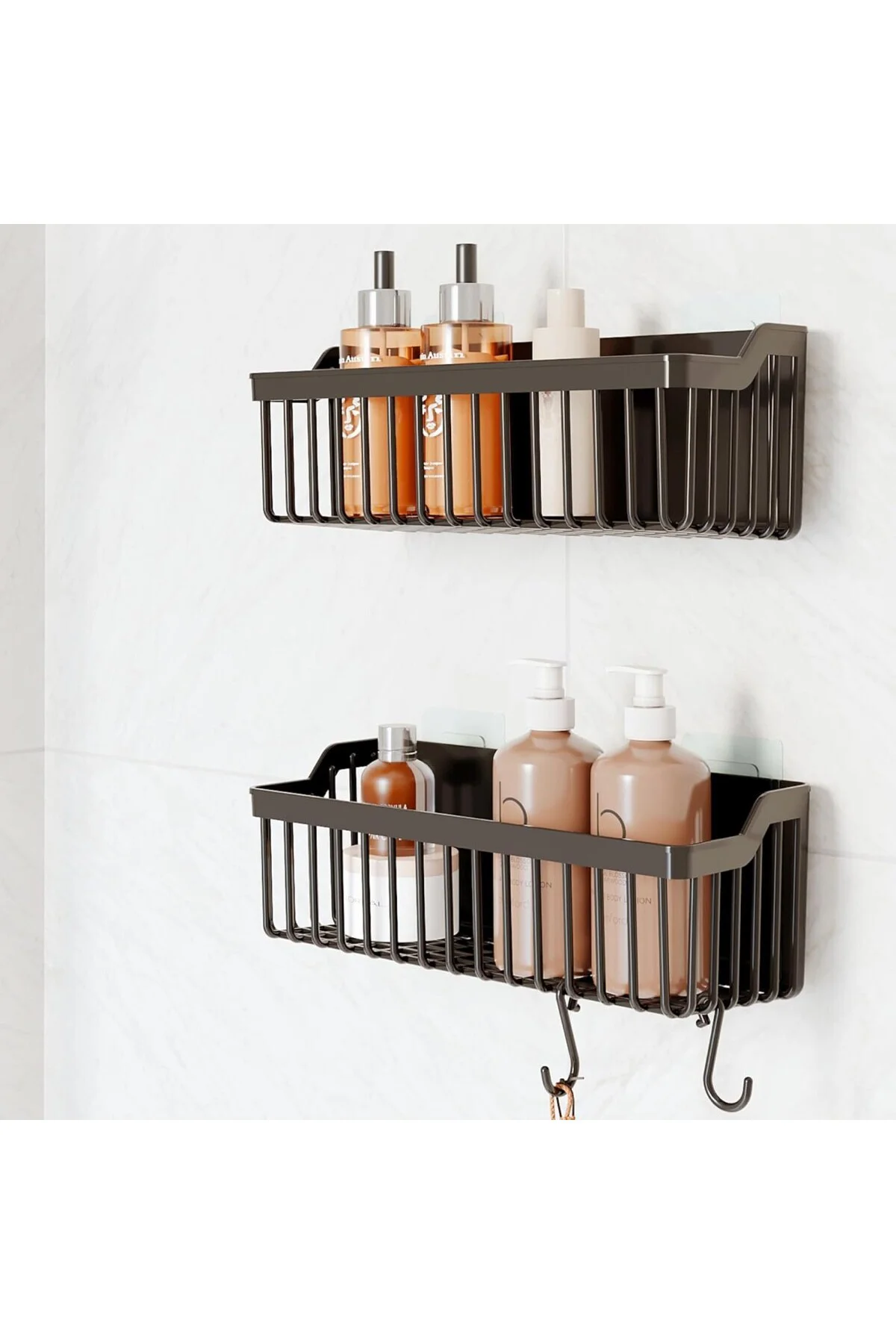 Banyor Yapışkanlı Banyo Rafı, 2'li Banyo Düzenleyici, Duş Rafı Or