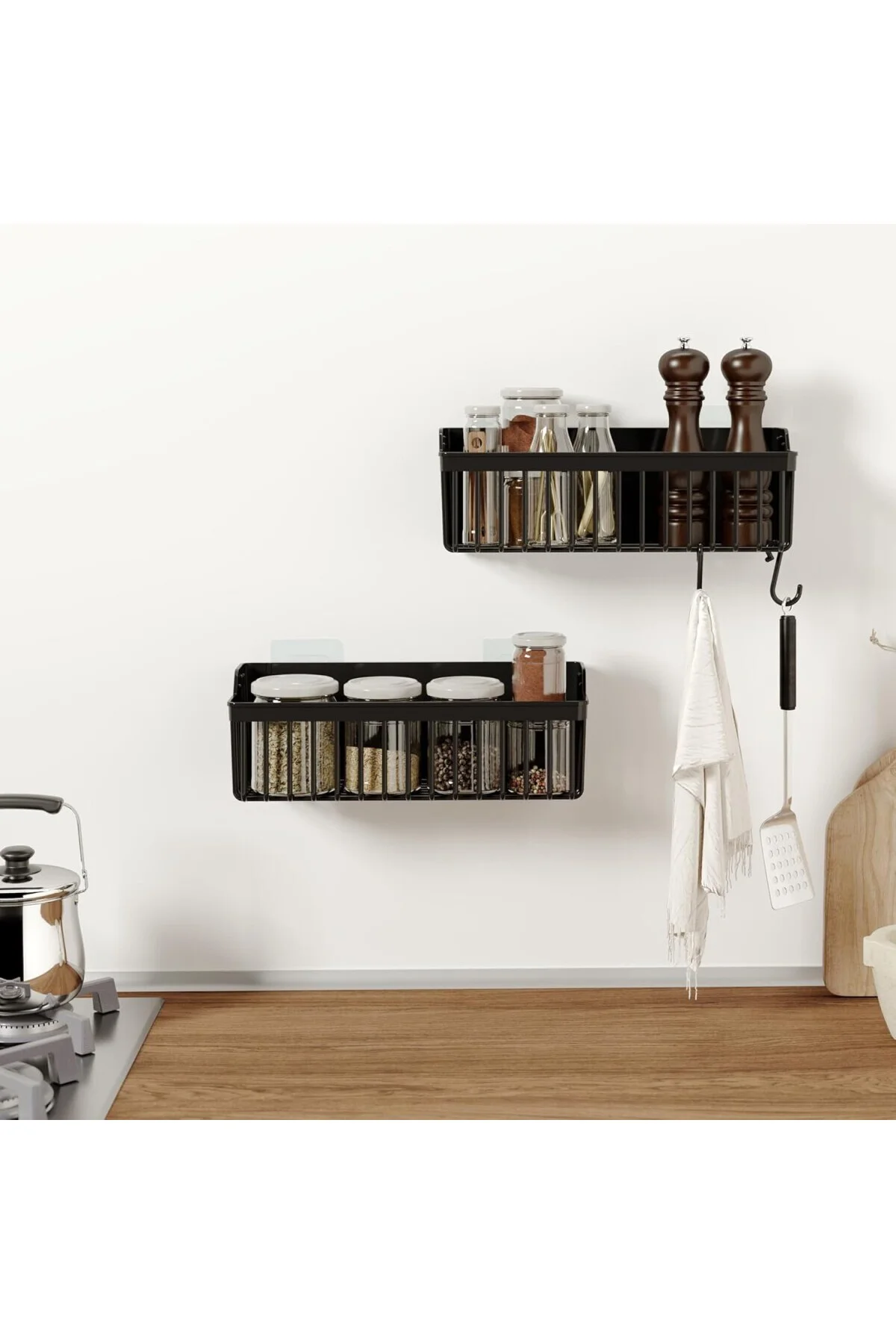 Banyor Yapışkanlı Banyo Rafı, 2'li Banyo Düzenleyici, Duş Rafı Or