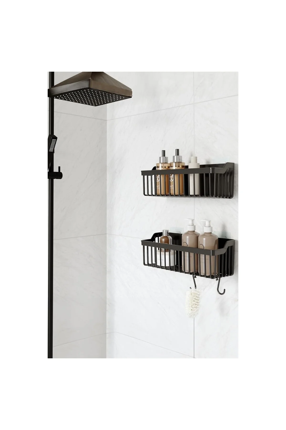 Banyor Yapışkanlı Banyo Rafı, 2'li Banyo Düzenleyici, Duş Rafı Or