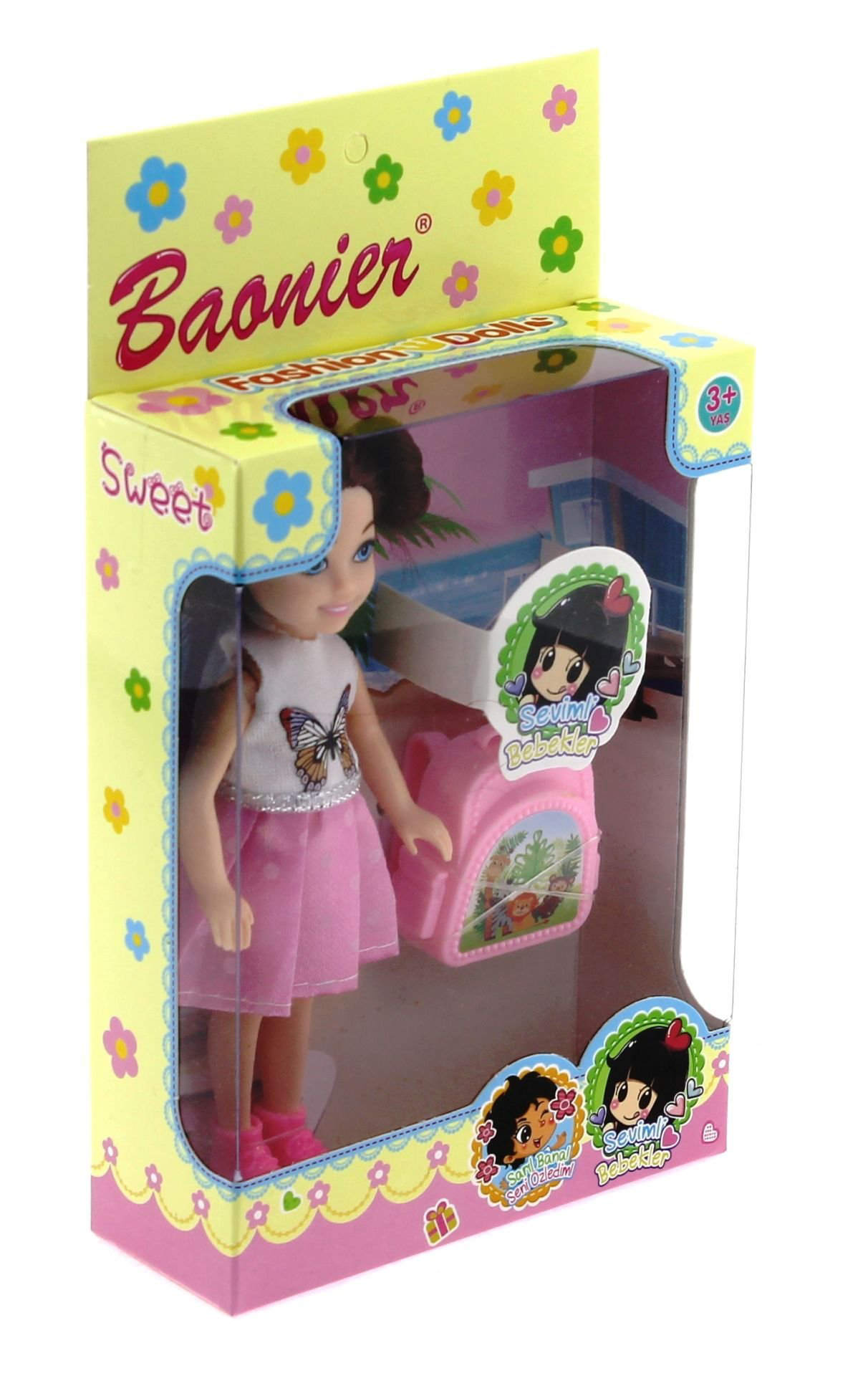 Baonier Beyaz Kelebek Elbiseli Bebeğim Seyahatte