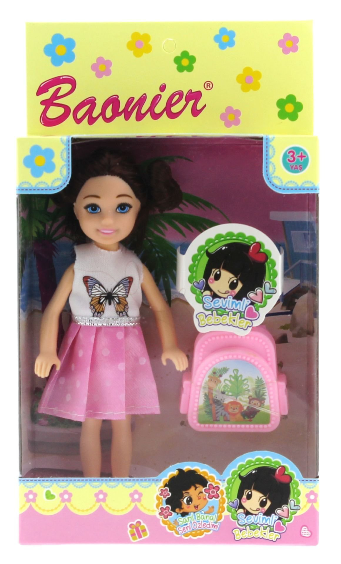 Baonier Beyaz Kelebek Elbiseli Bebeğim Seyahatte