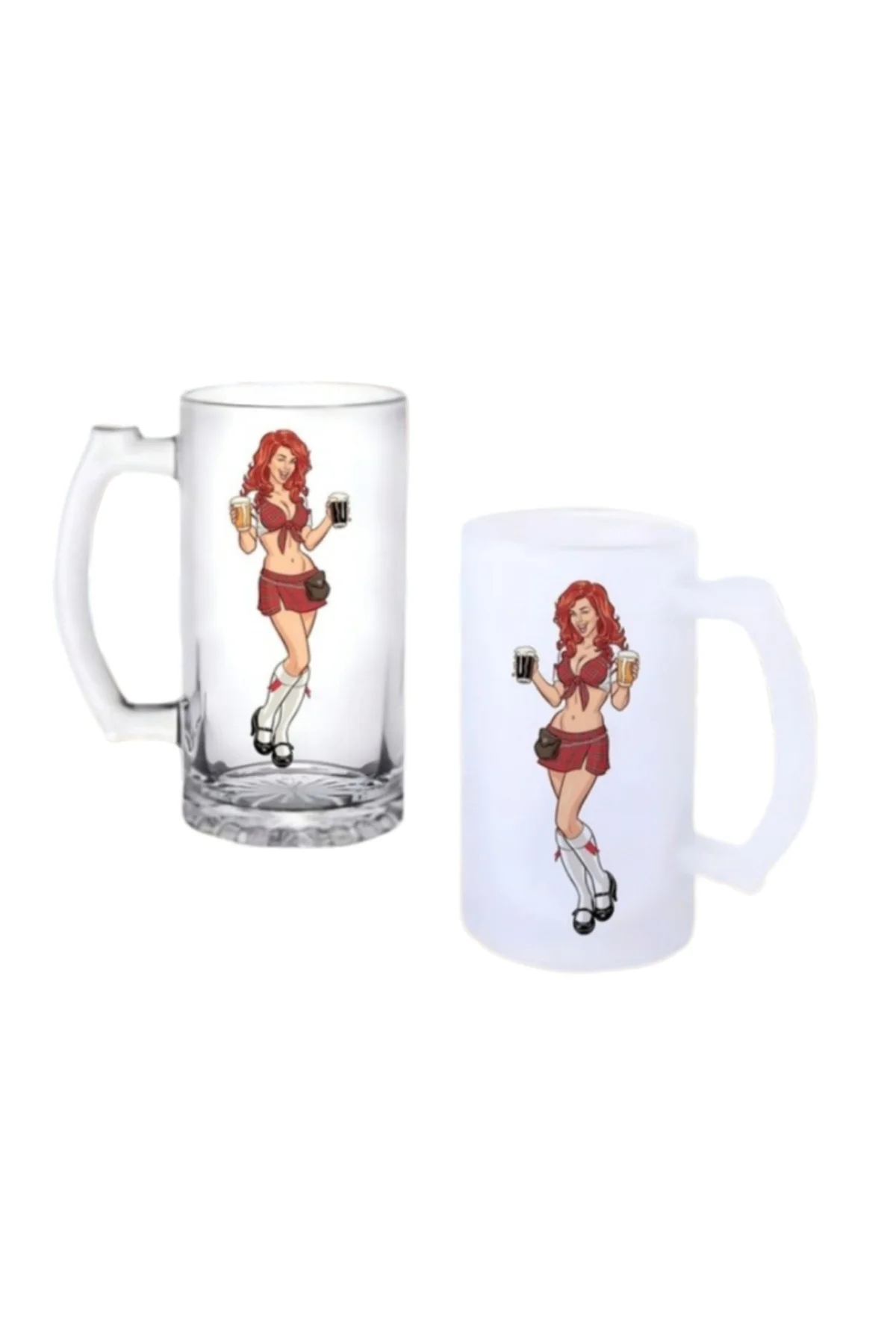 Bar Girl Kulplu Bira Bardağı Buzlu veya Şeffaf Seçenekli 022