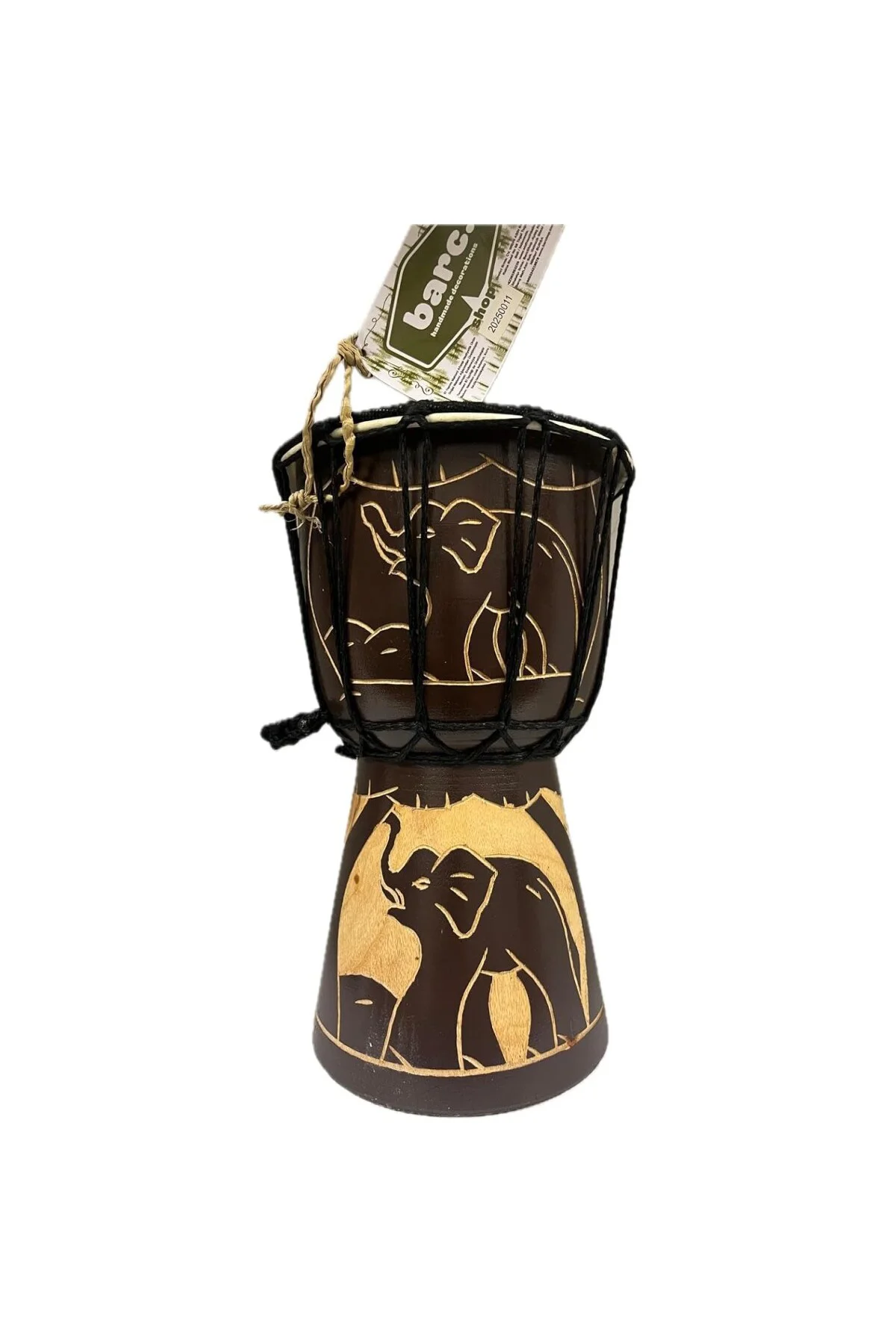 BARC Otantik Ahşap Djembe Davul, 25 cm, Mahoni Ağacı ve Keçi Deri