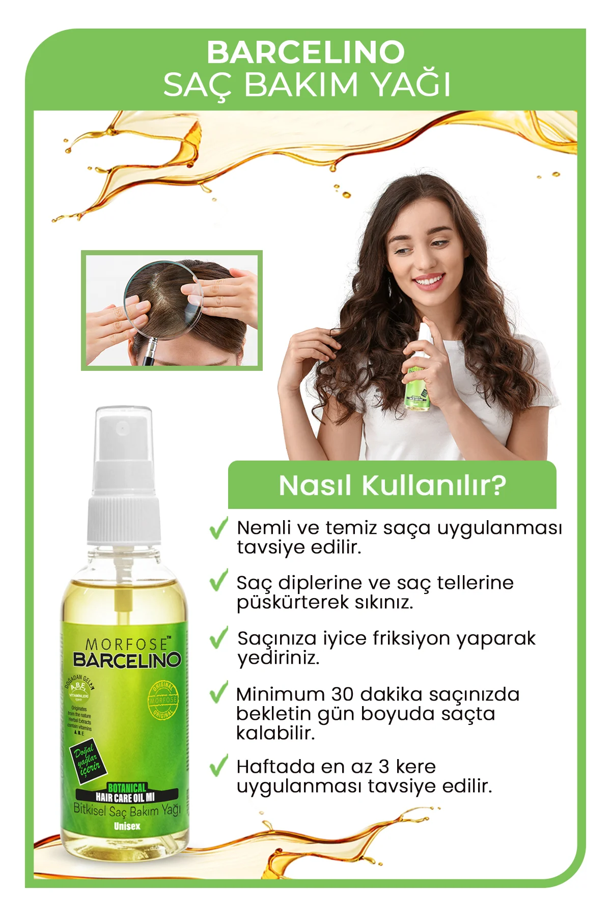 Barcelino Saç Bakım Yağı 150 ml 2 Adet