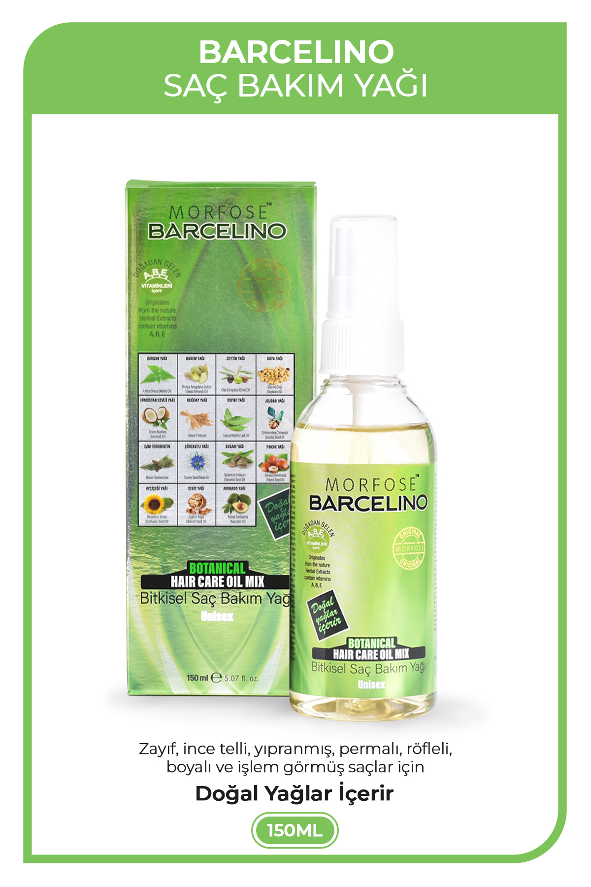 Barcelino Saç Bakım Yağı 150 ml 2 Adet