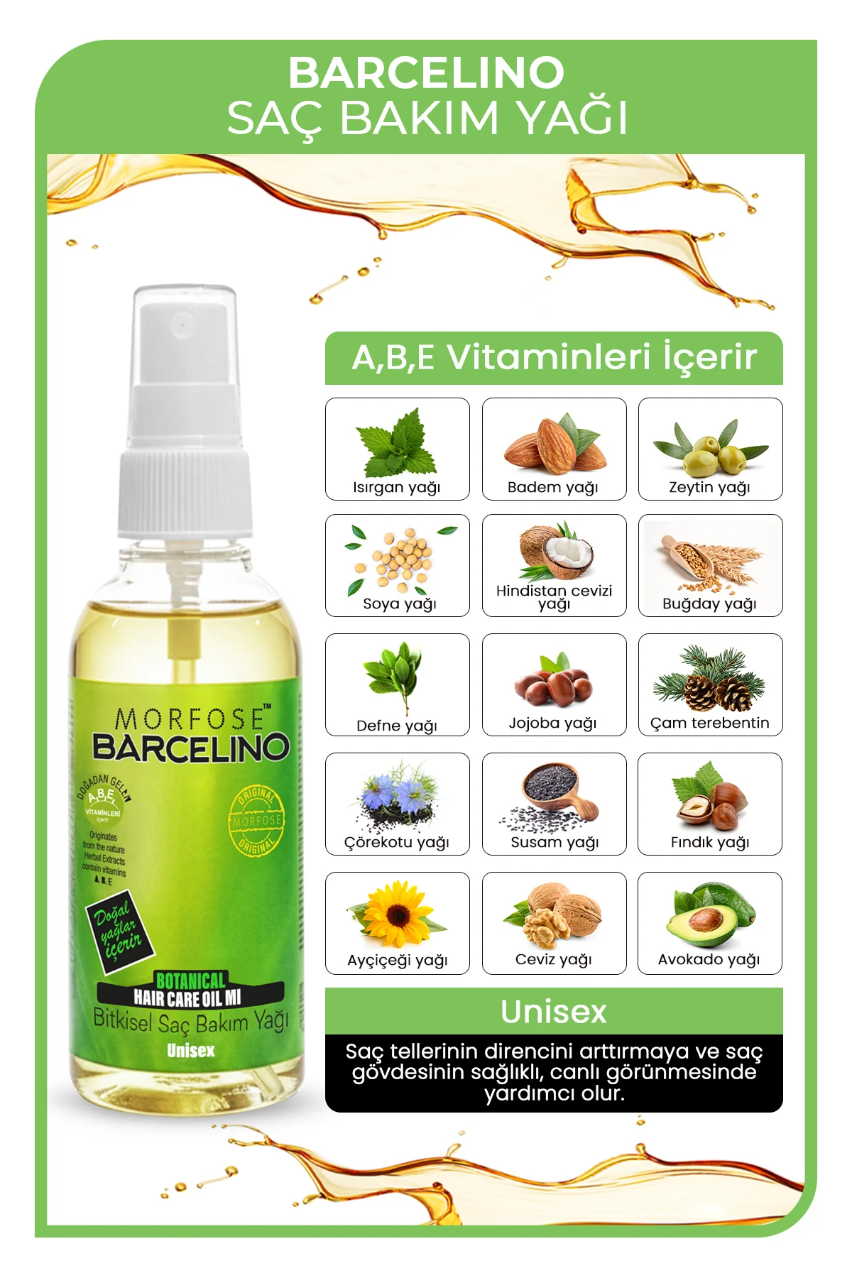 Barcelino Saç Bakım Yağı 150 ml 2 Adet
