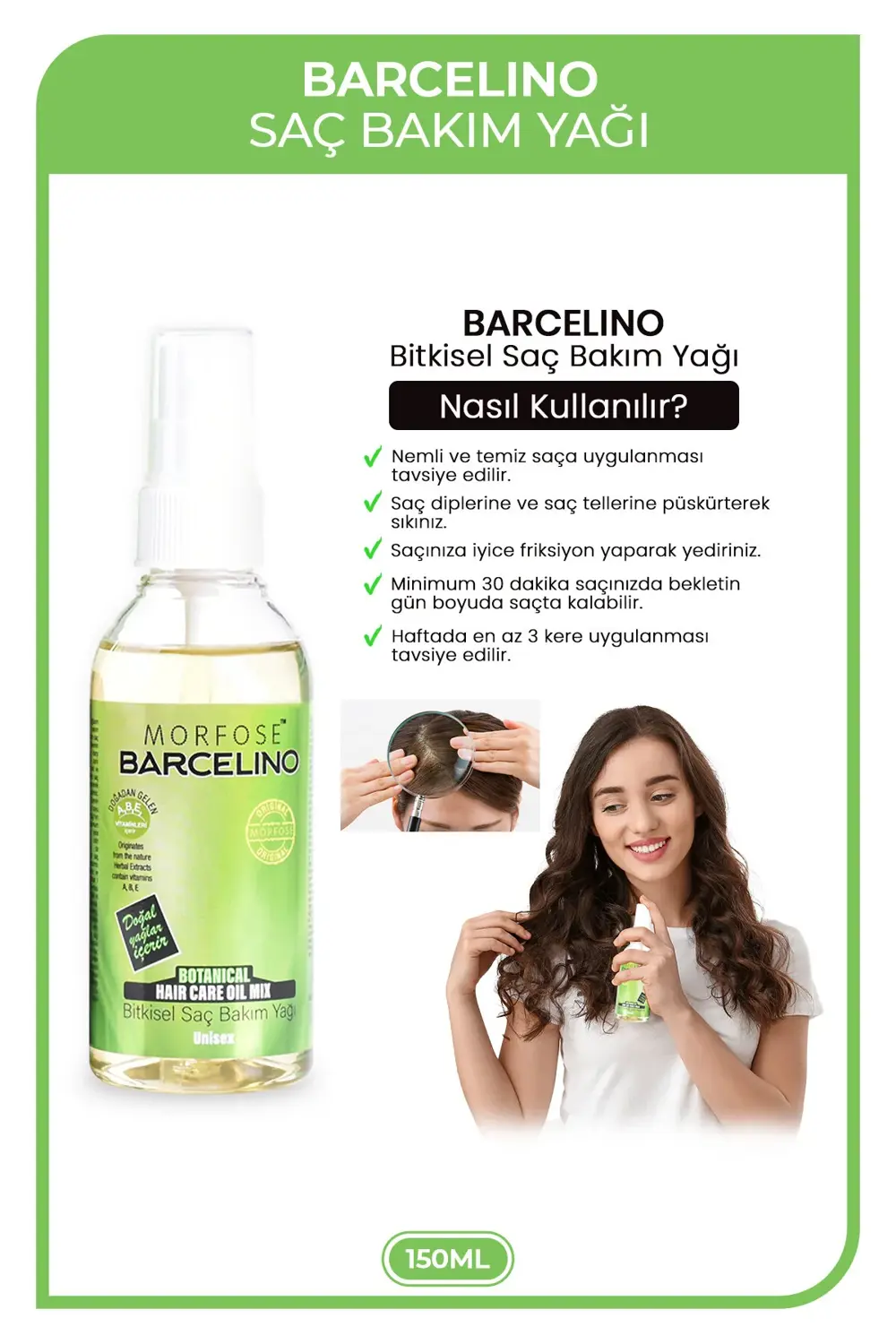 Barcelino Saç Bakım Yağı 150 ml