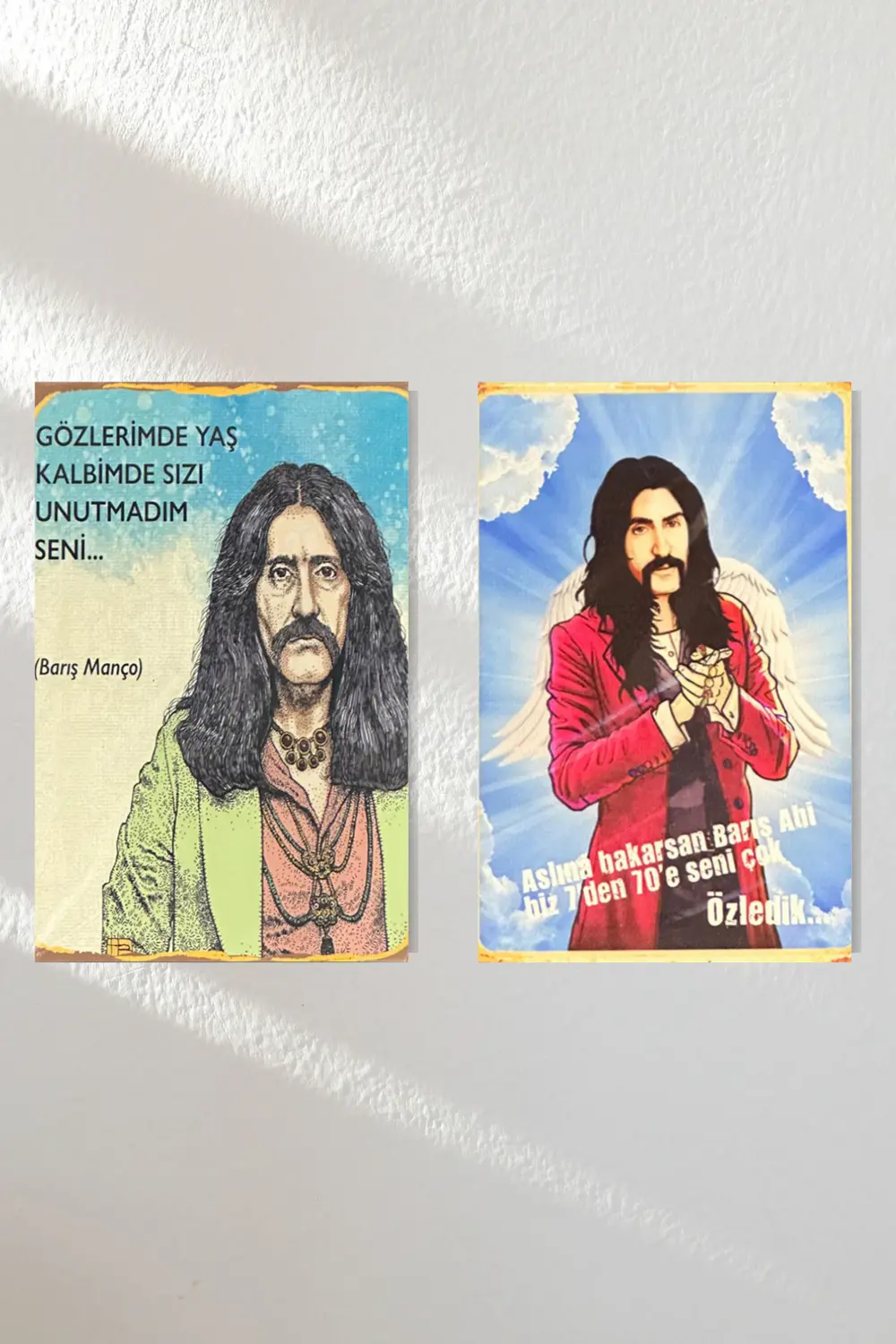 "barış Manço" Ahşap Poster Ikili Set 20*15 Cm