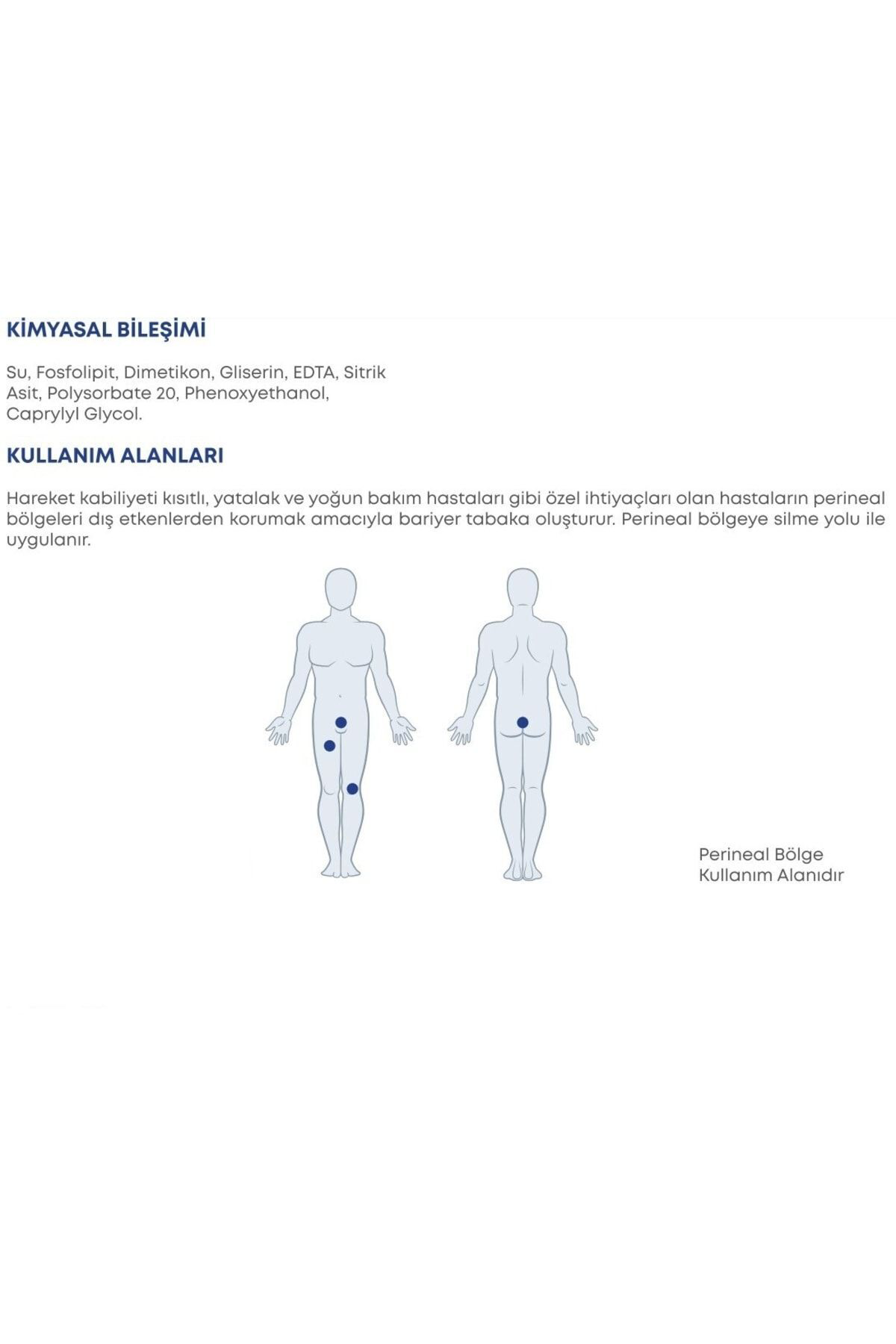 Bariyer Kremli İnkontinans Perine Pedi - Alkolsüz Hasta Temizleme