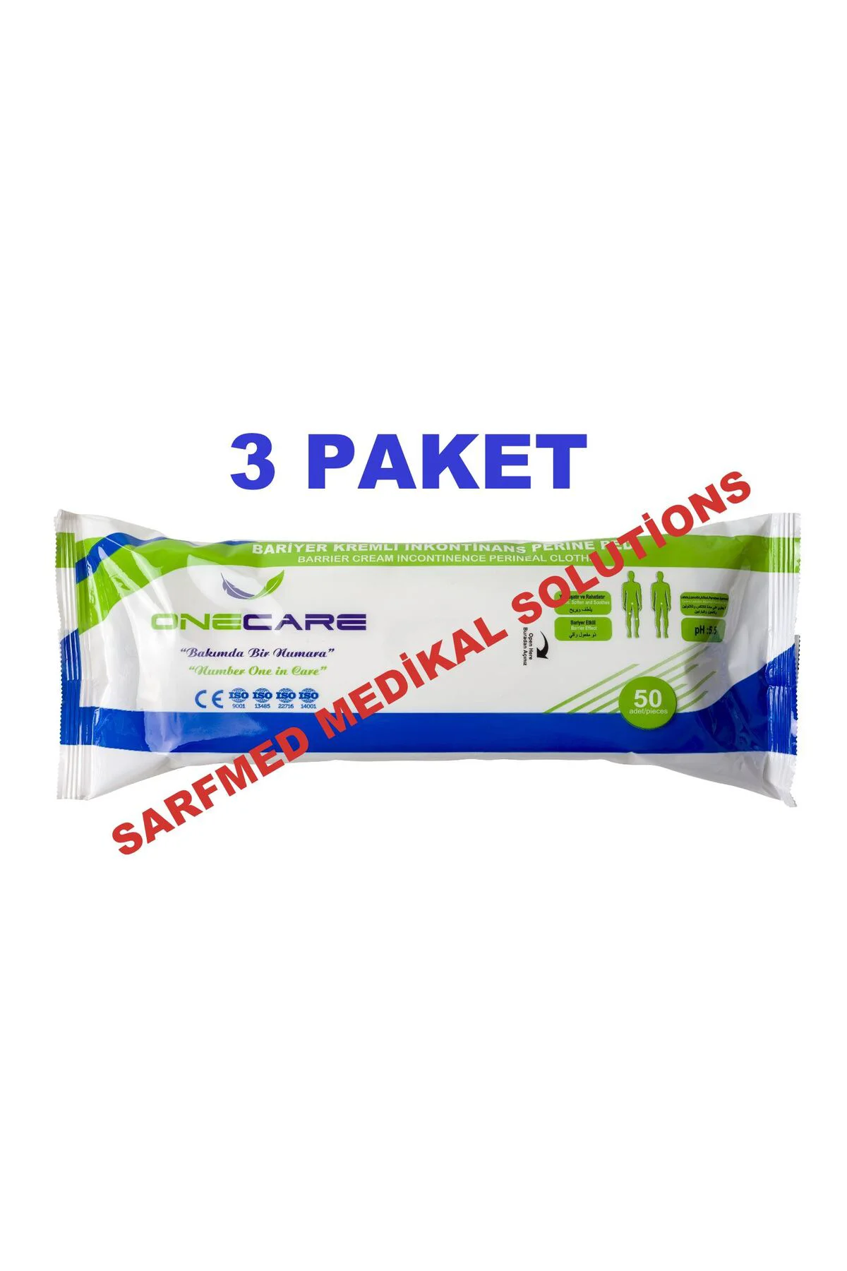 Bariyer Kremli İnkontinans Perine Pedi - Alkolsüz Hasta Temizleme