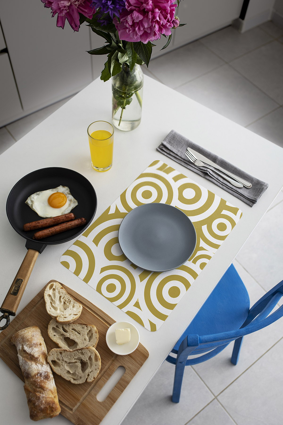 Artikel Bas-027A Dekoratif Baskılı Keçe Amerikan Servisi, Supla 2'Li Serv