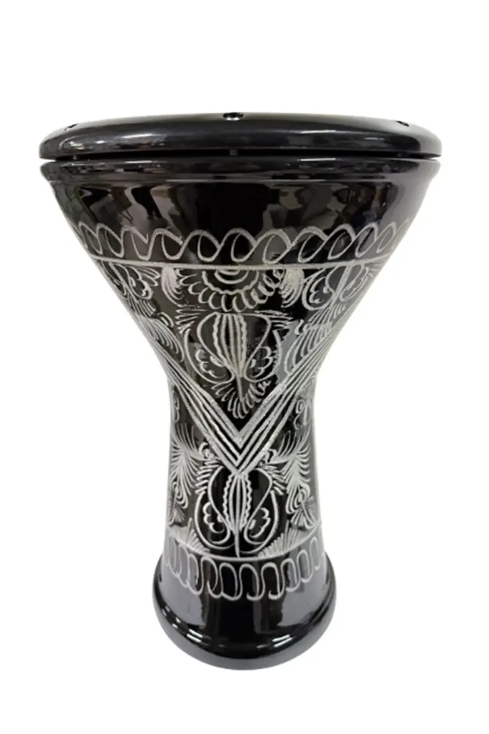 Bas Darbuka Siyah Erzincan İşlemeli Döküm Profesyonel Üst Kalite