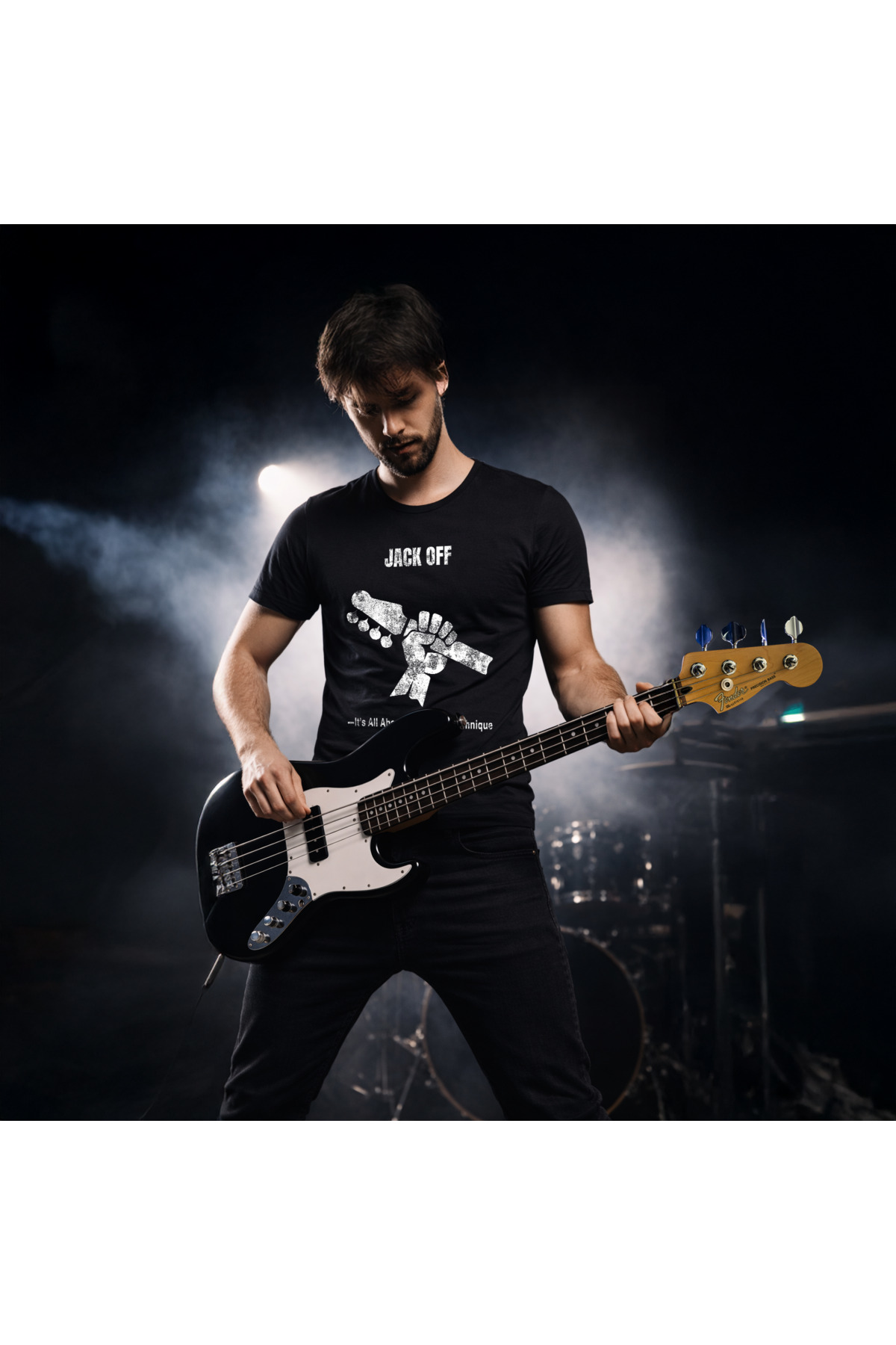 Bas Gitar Jack Off Baskılı Tişört