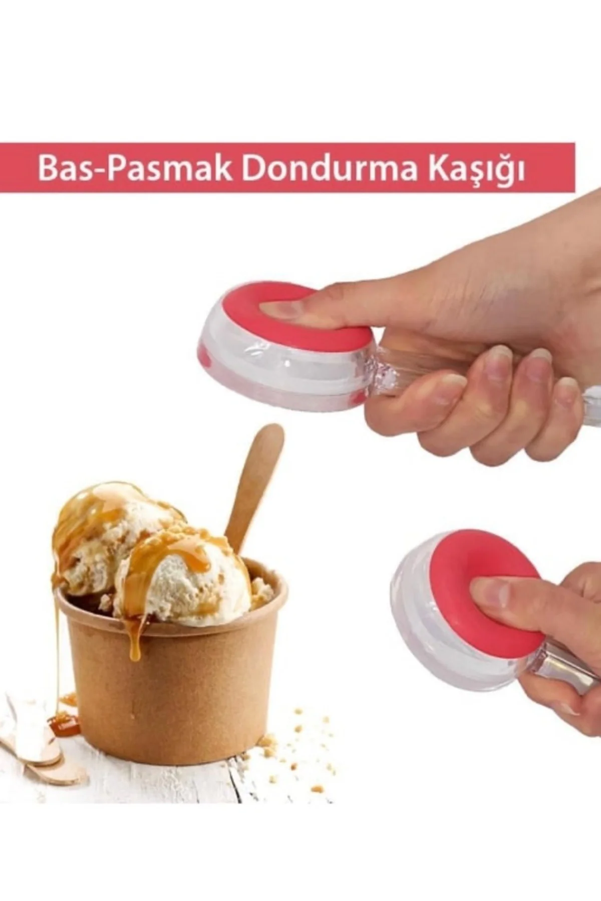 Baş Parmak Silikon Dondurma Kaşığı | Porsiyonlama Kaşığı – Pratik