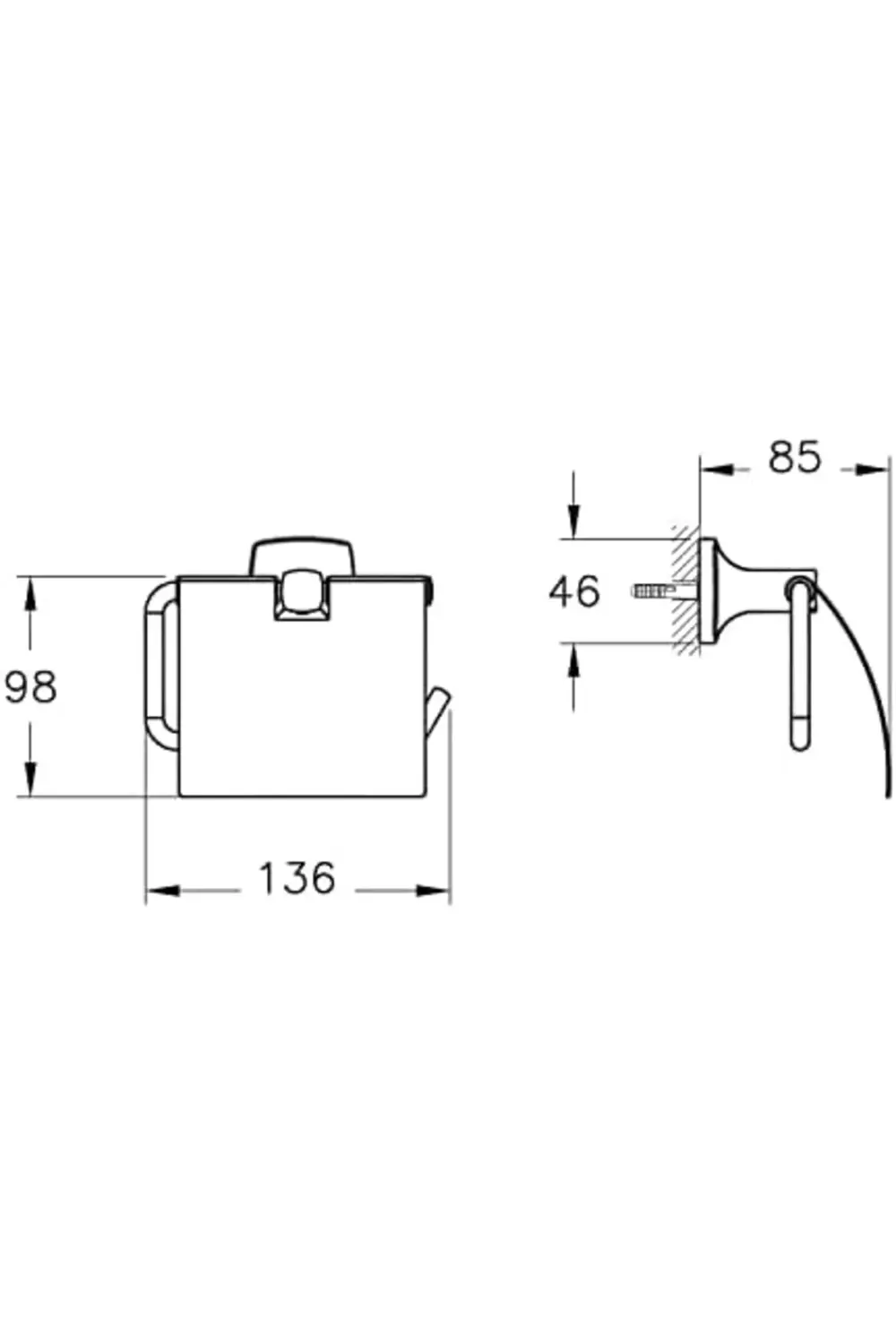 Base 400 A4412336 Tuvalet Kağıtlığı, Mat Siyah 1184728