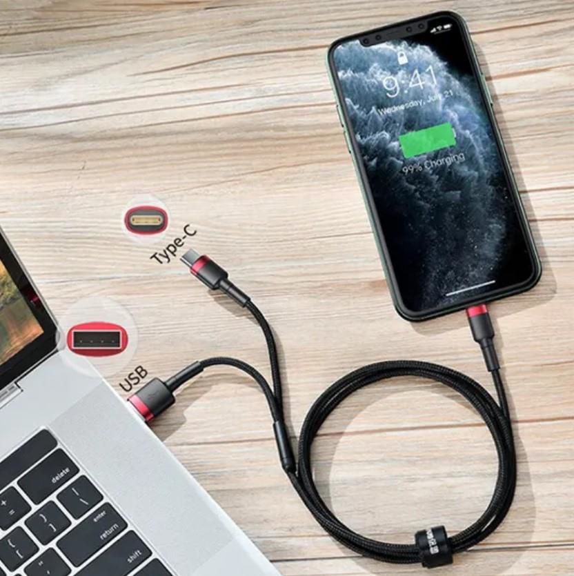 Baseus  Cafule 2İn1 Type C Pd,Hizli Şarj+İphone Hizli Usb Şarj Kab