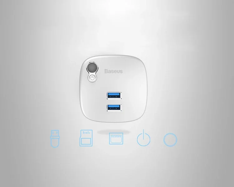 Baseus Çok Fonsiyonlu Notebook Adaptörü Hub Dual USB 3.0 RJ45 TF/SD-1852 Baseus Çok Fonsiyonlu Notebook Adaptörü Hub Dual USB 3.0 RJ45 TF/SD-1852