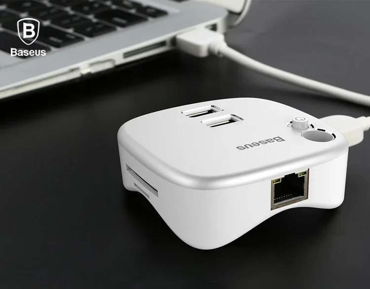 Baseus Çok Fonsiyonlu Notebook Adaptörü Hub Dual USB 3.0 RJ45 TF/SD-1852 Baseus Çok Fonsiyonlu Notebook Adaptörü Hub Dual USB 3.0 RJ45 TF/SD-1852