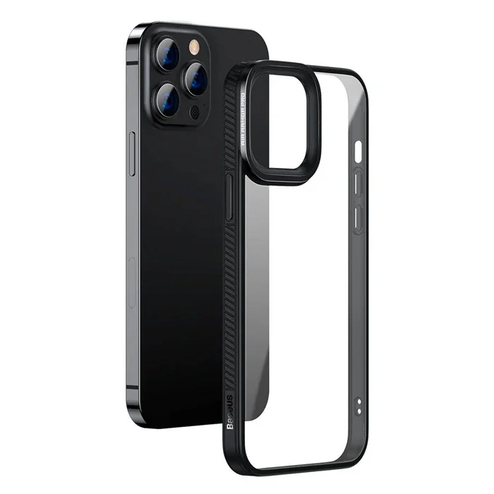 Baseus Crystal iPhone 13 Pro 6.1 Kılıf Jel Çerçeve Zırhlı Silikon Kılıf-1852