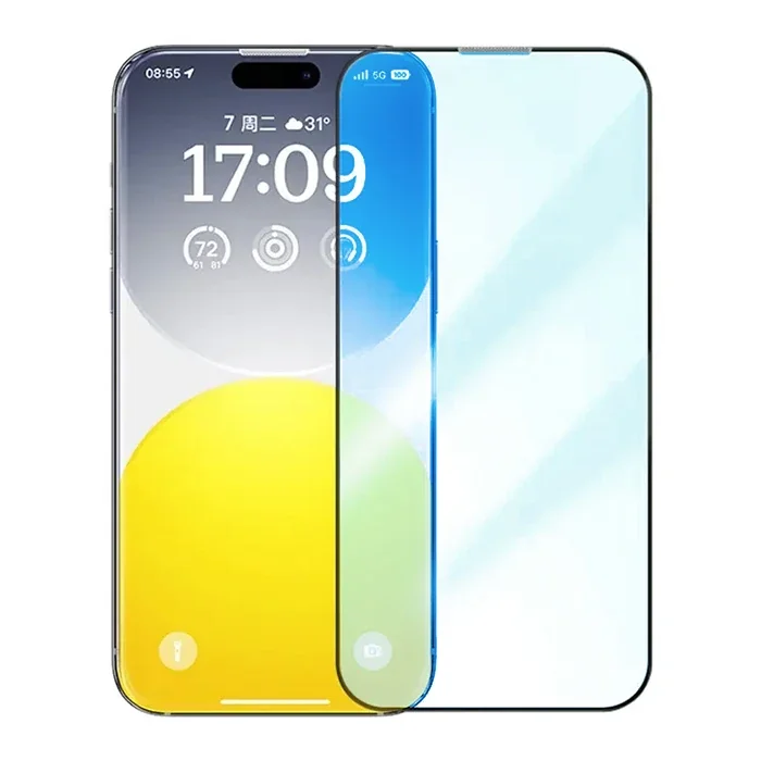 Baseus Crystalline iPhone 15 Pro Full Koruma Anti Mavi Işık Tempered Cam Ekran Koruyucu-1852