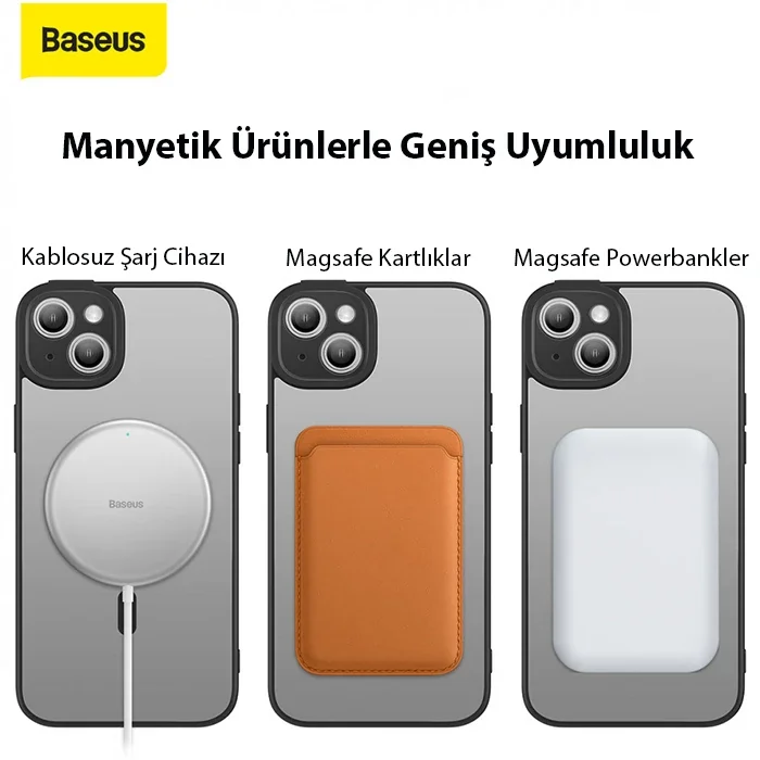 Baseus Frame Series iPhone 14 6.1 Kamera Koruyuculu Magsafe Kılıf + Tempered Ekran Koruyucu Set-1852 Baseus Frame Series iPhone 14 6.1 Kamera Koruyuculu Magsafe Kılıf + Tempered Ekran Koruyucu Set-1852