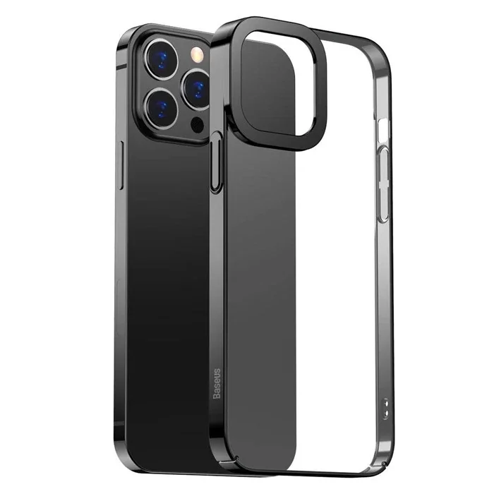 Baseus Glitter iPhone 13 Pro Max 6.7inç Kılıf Renkli Kenar Şeffaf Silikon-1852